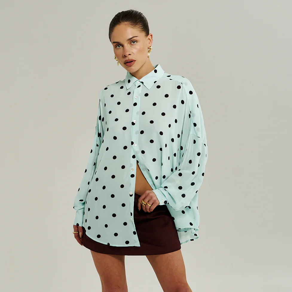 SUMMI SUMMI Womens Dotti Long Sleeve Shirt in Pinot Drops - Image 6