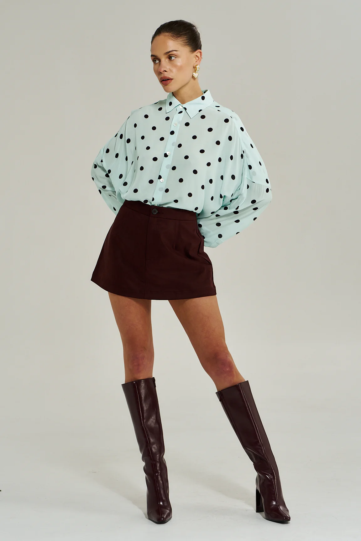 SUMMI SUMMI Womens Dotti Long Sleeve Shirt in Pinot Drops - Image 8