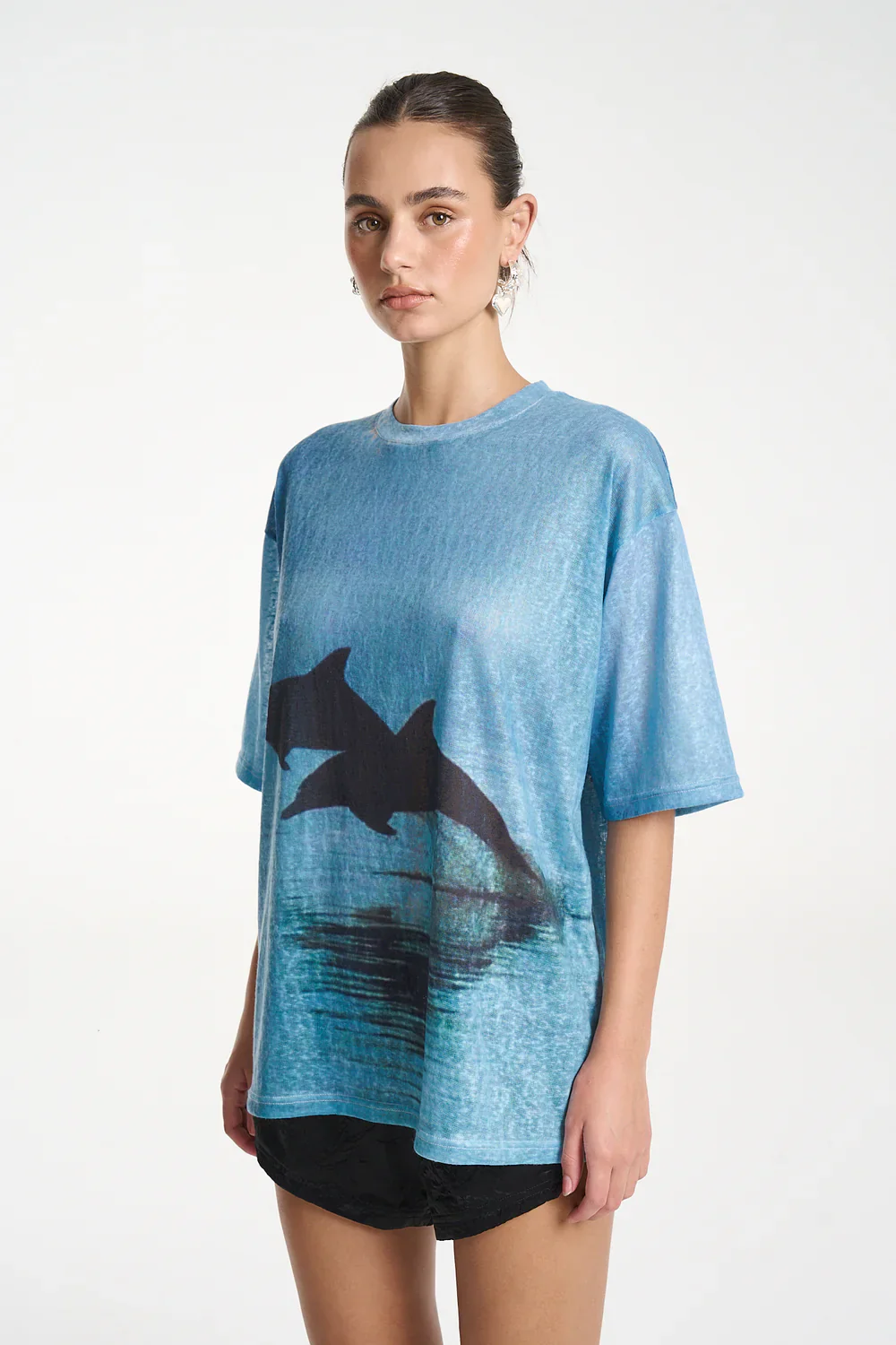 SUMMI SUMMI Womens Double Dolphin Tee in Blue - Image 4