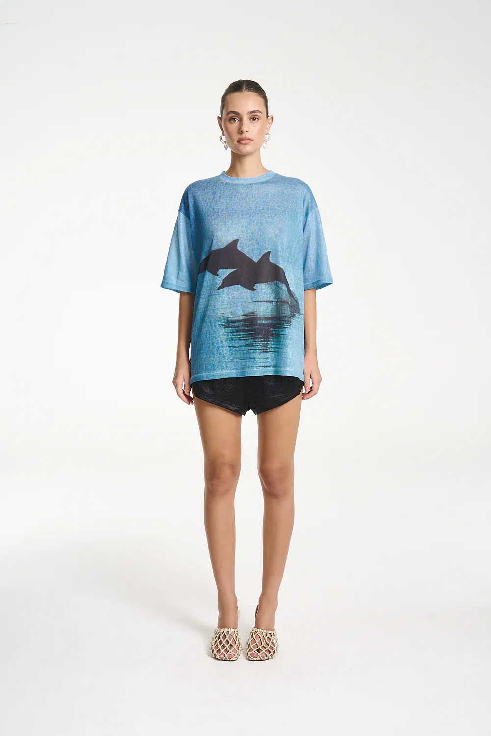 SUMMI SUMMI Womens Double Dolphin Tee in Blue - Image 6