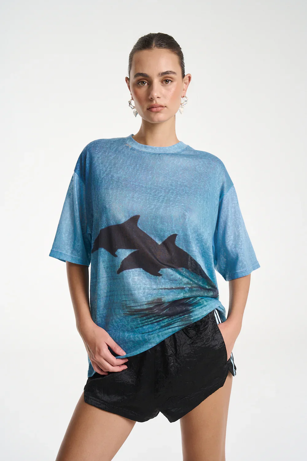 SUMMI SUMMI Womens Double Dolphin Tee in Blue - Image 7