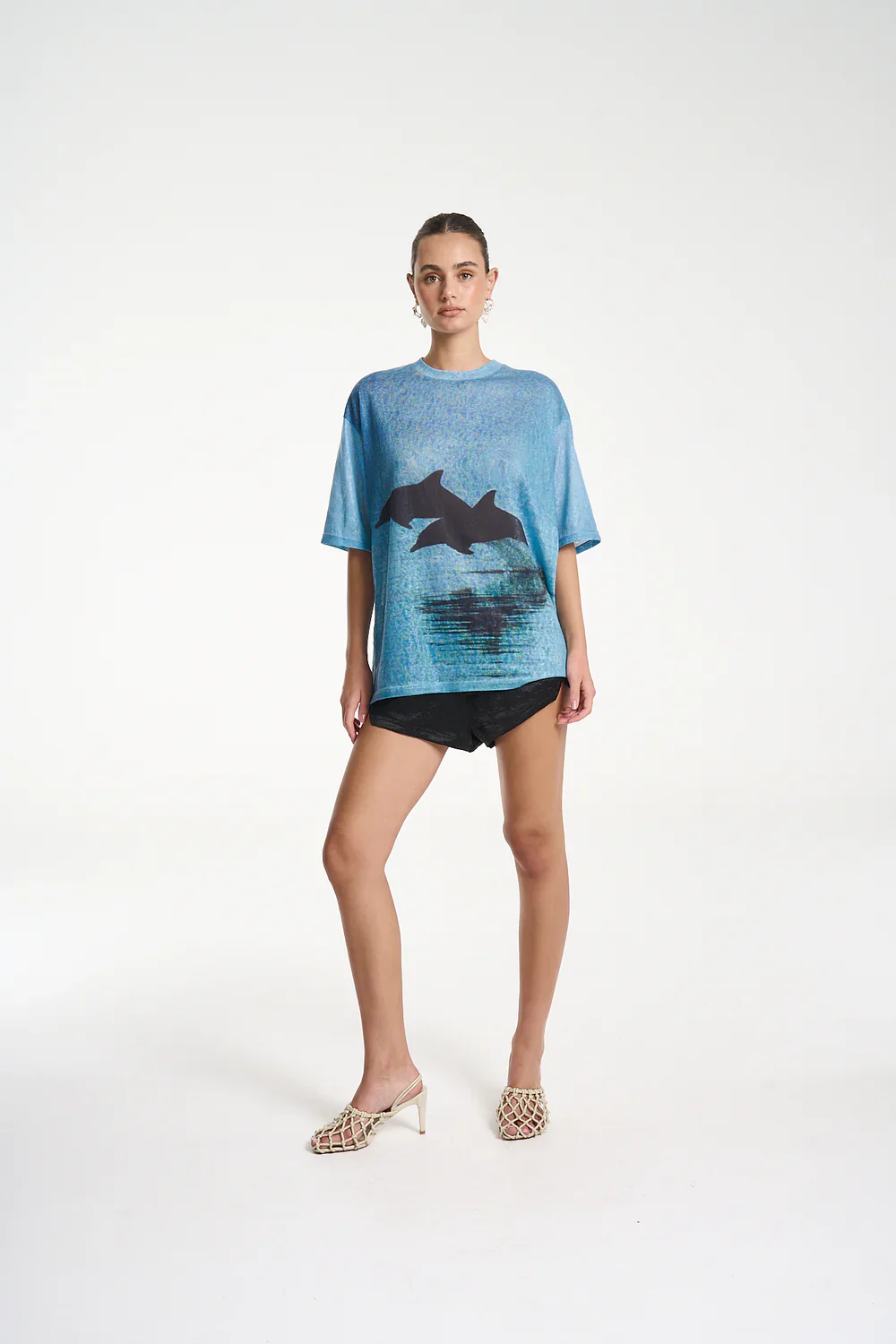 SUMMI SUMMI Womens Double Dolphin Tee in Blue - Image 9