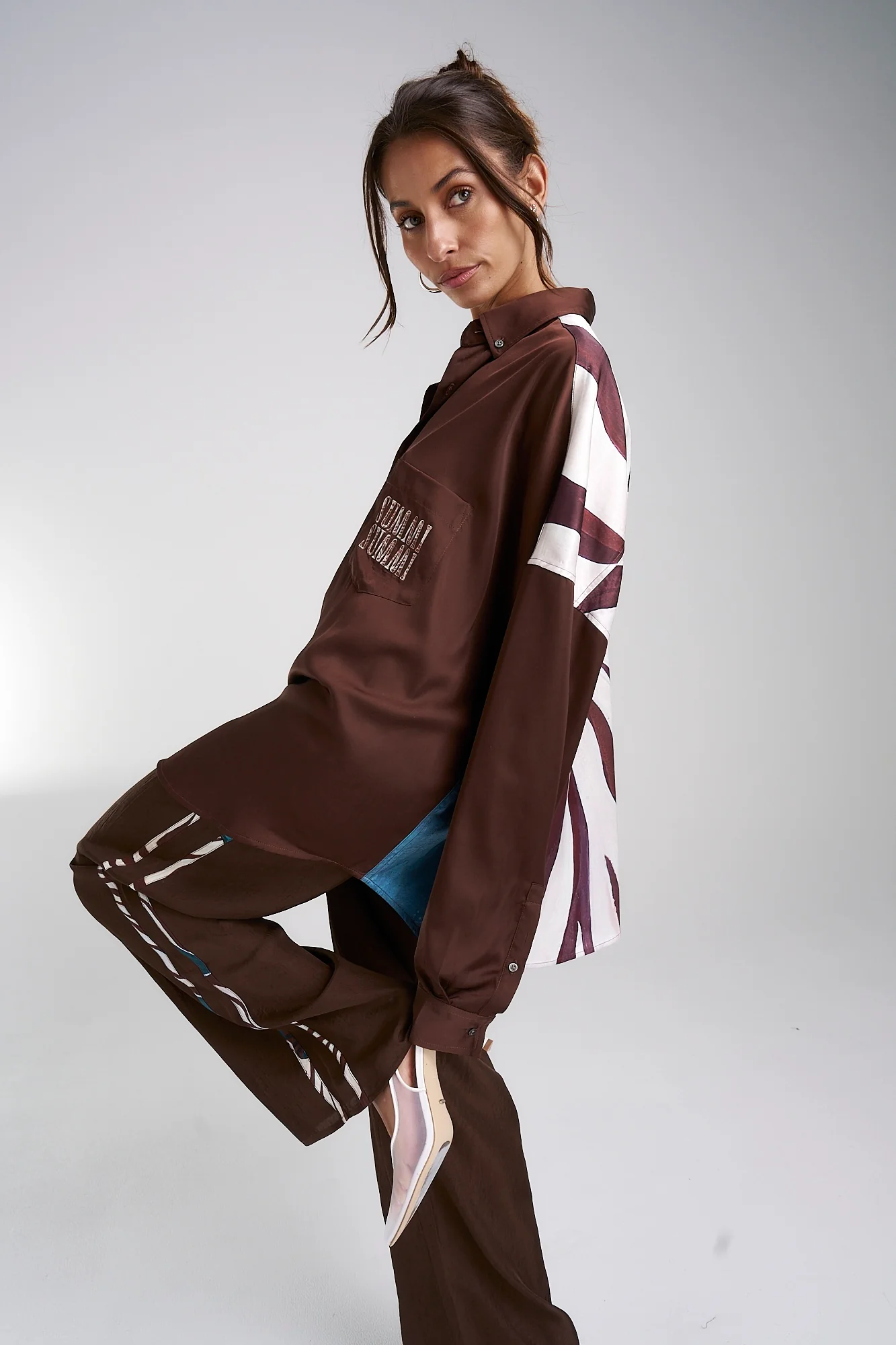 SUMMI SUMMI Womens Elastic Waist Pants with Stripe - Nautilus Stripe - Image 3