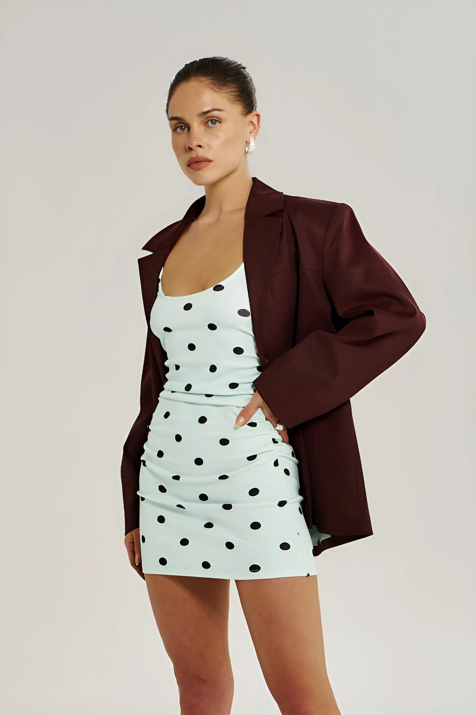 SUMMI SUMMI Womens Emma Mini Dress in Pinot Drops - Image 8