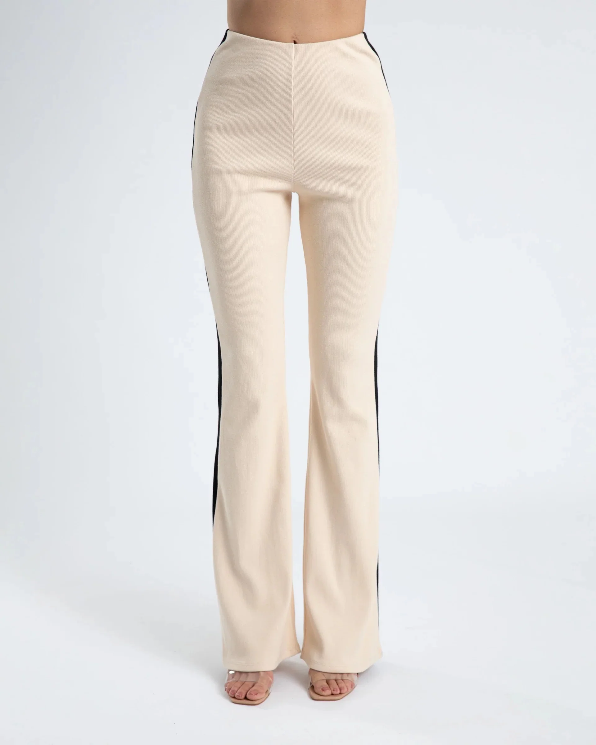 SUMMI SUMMI Womens Flare Pant Cream /Black Stripe - Image 5