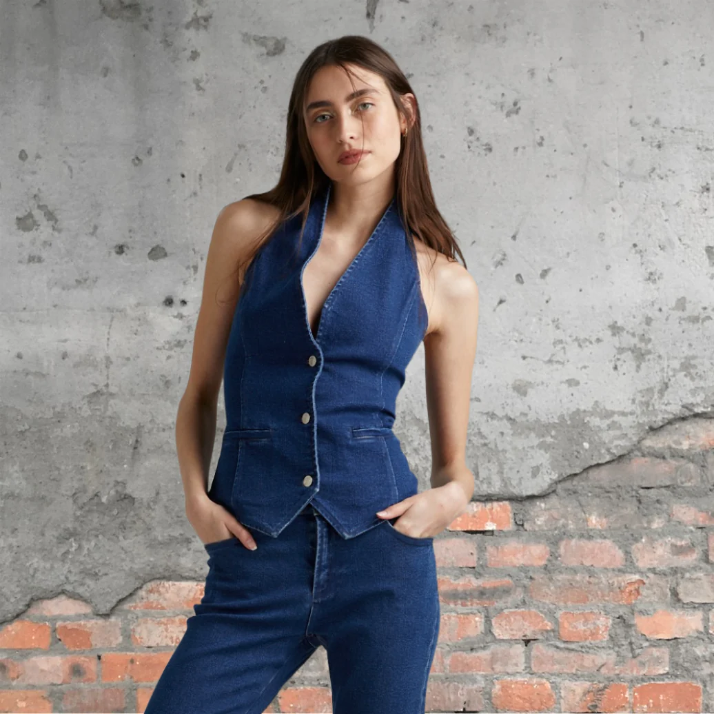 SUMMI SUMMI Womens Halter Vest - Indigo - Image 4