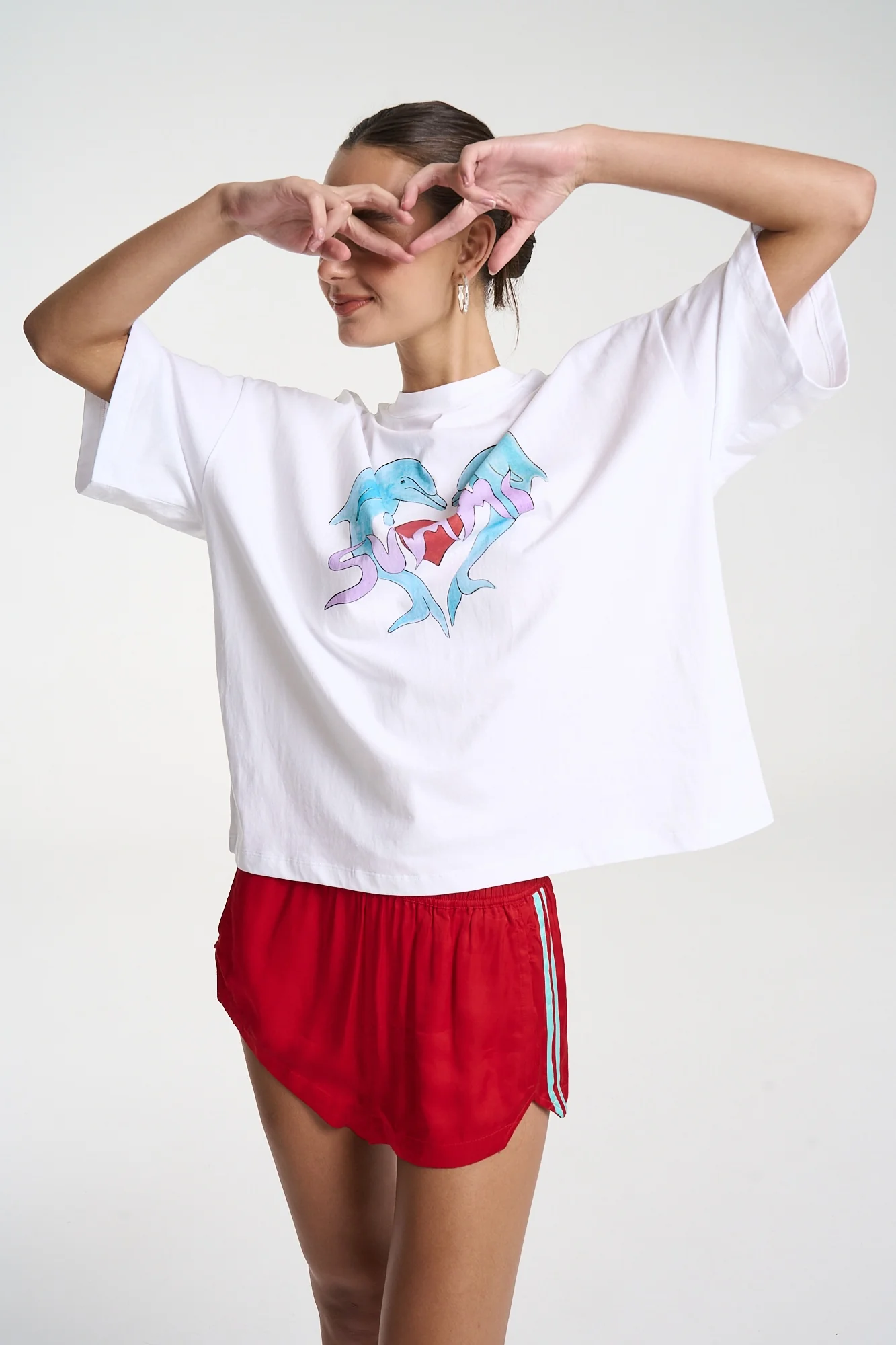 SUMMI SUMMI Womens I Heart Dolphins Tee in White - Image 9
