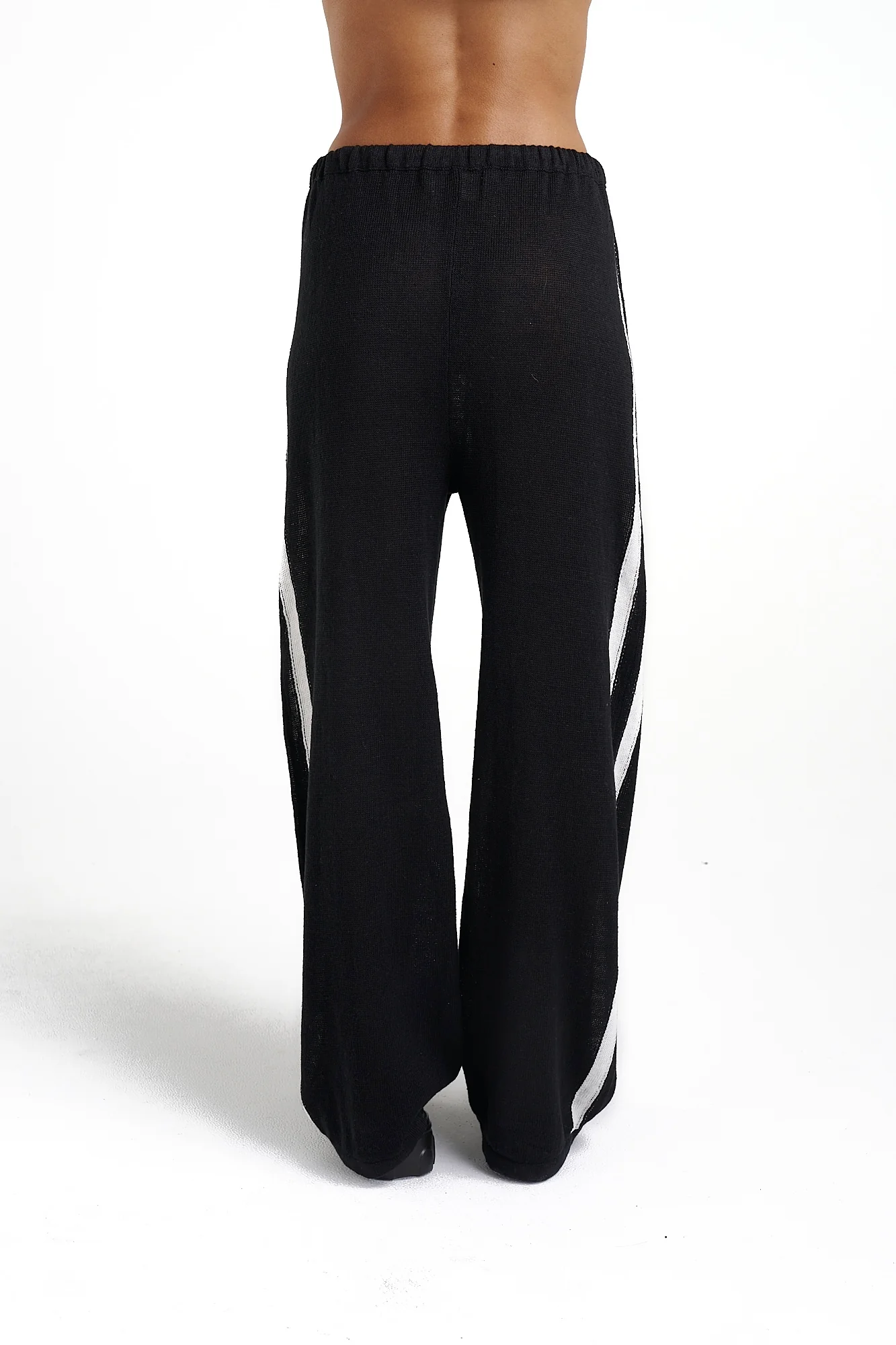 SUMMI SUMMI Womens Knit Pants - Black w Cream Stripe - Image 4