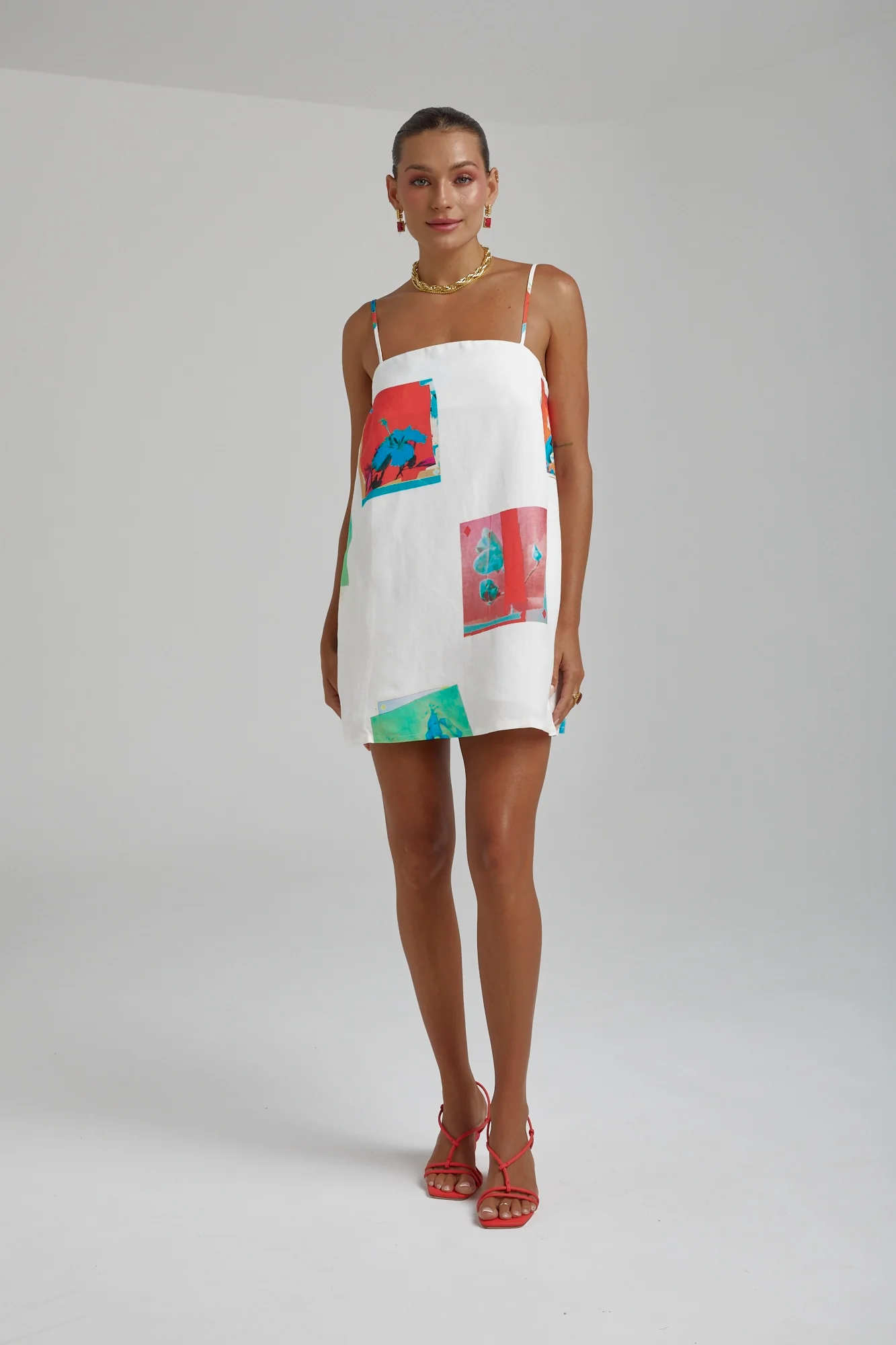 SUMMI SUMMI Womens Linen Shift Dress - Montage White - Image 10