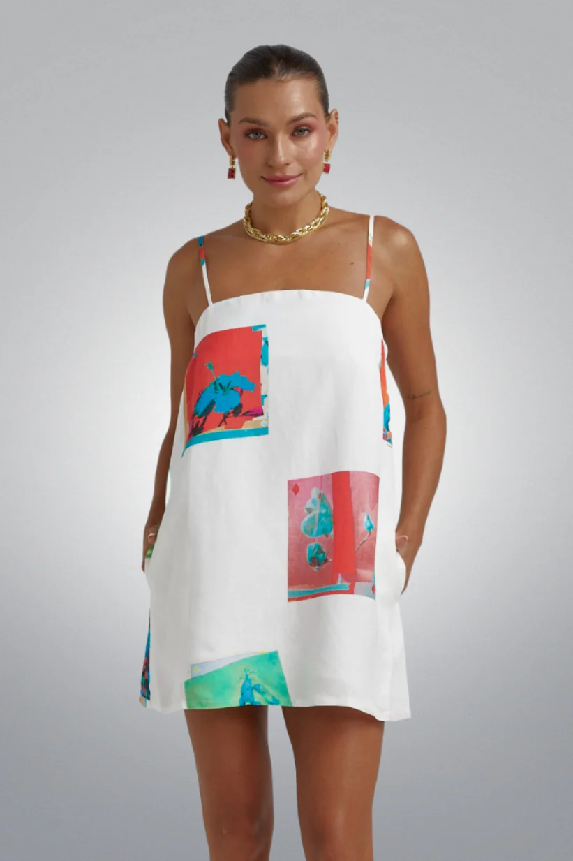 SUMMI SUMMI Womens Linen Shift Dress - Montage White - Image 11
