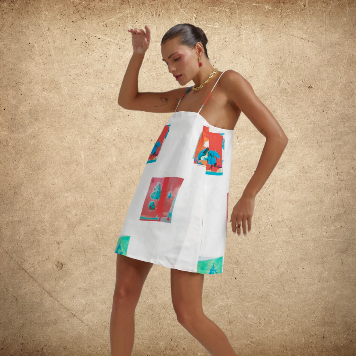 SUMMI SUMMI Womens Linen Shift Dress - Montage White - Image 2