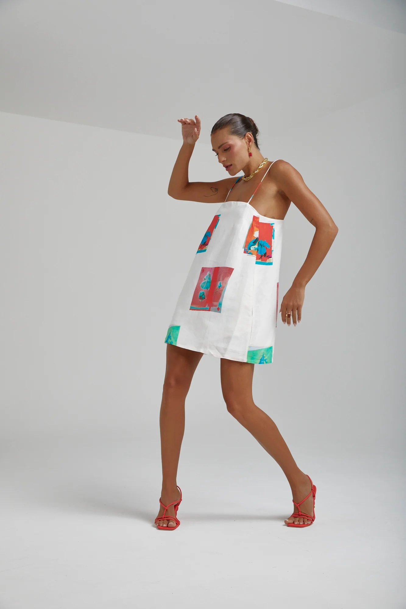 SUMMI SUMMI Womens Linen Shift Dress - Montage White - Image 3