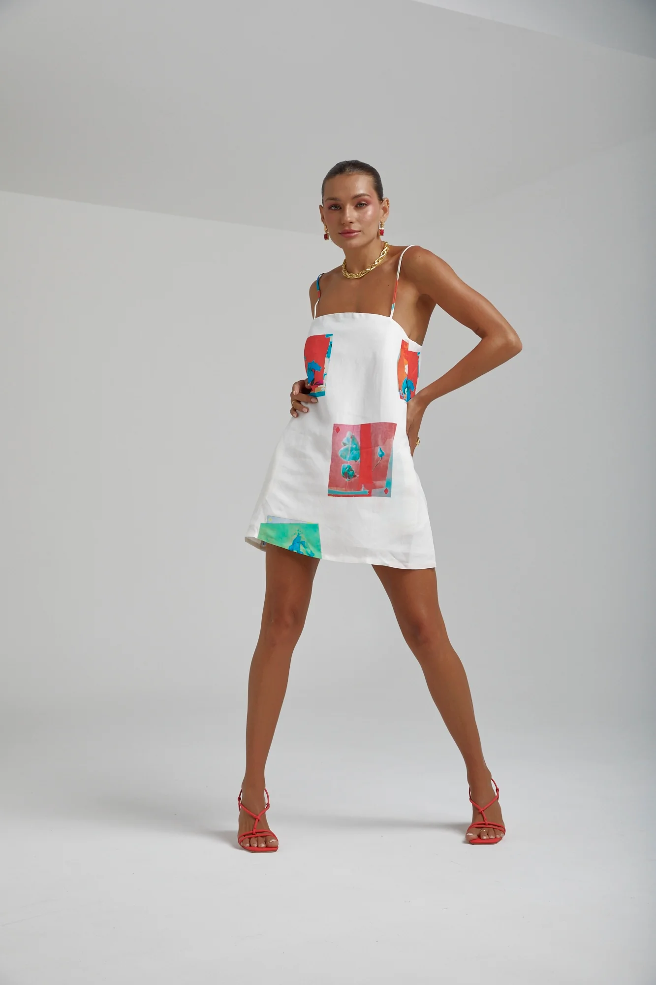 SUMMI SUMMI Womens Linen Shift Dress - Montage White - Image 5