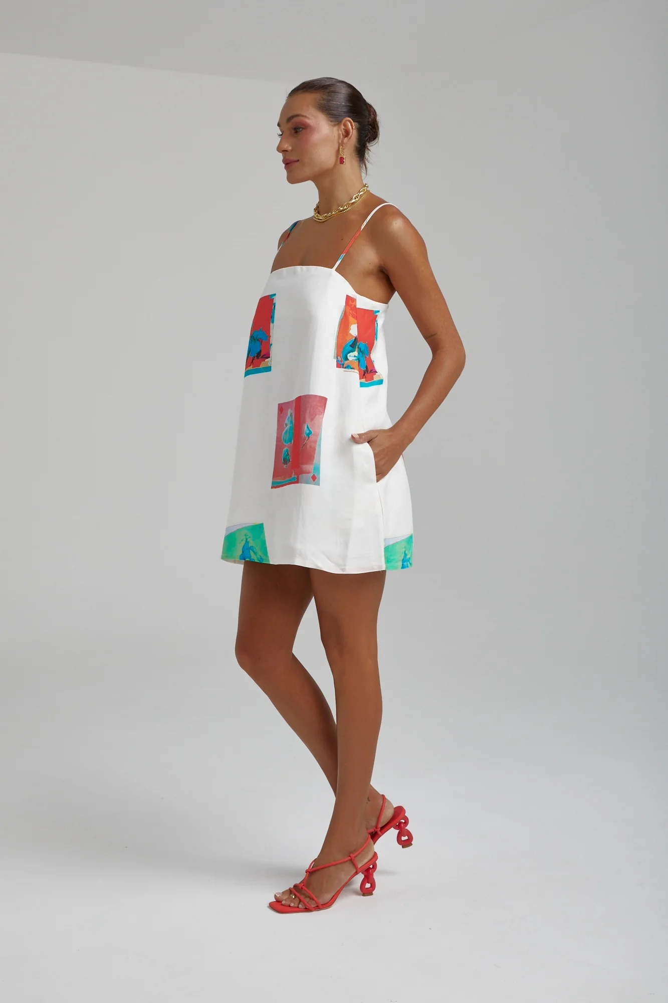 SUMMI SUMMI Womens Linen Shift Dress - Montage White - Image 9
