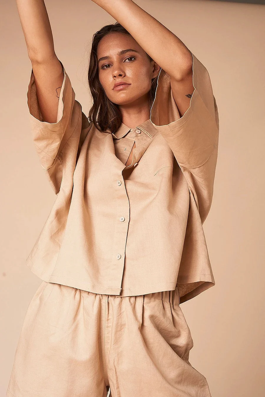 SUMMI SUMMI Womens Linen Short - Nude - Image 7