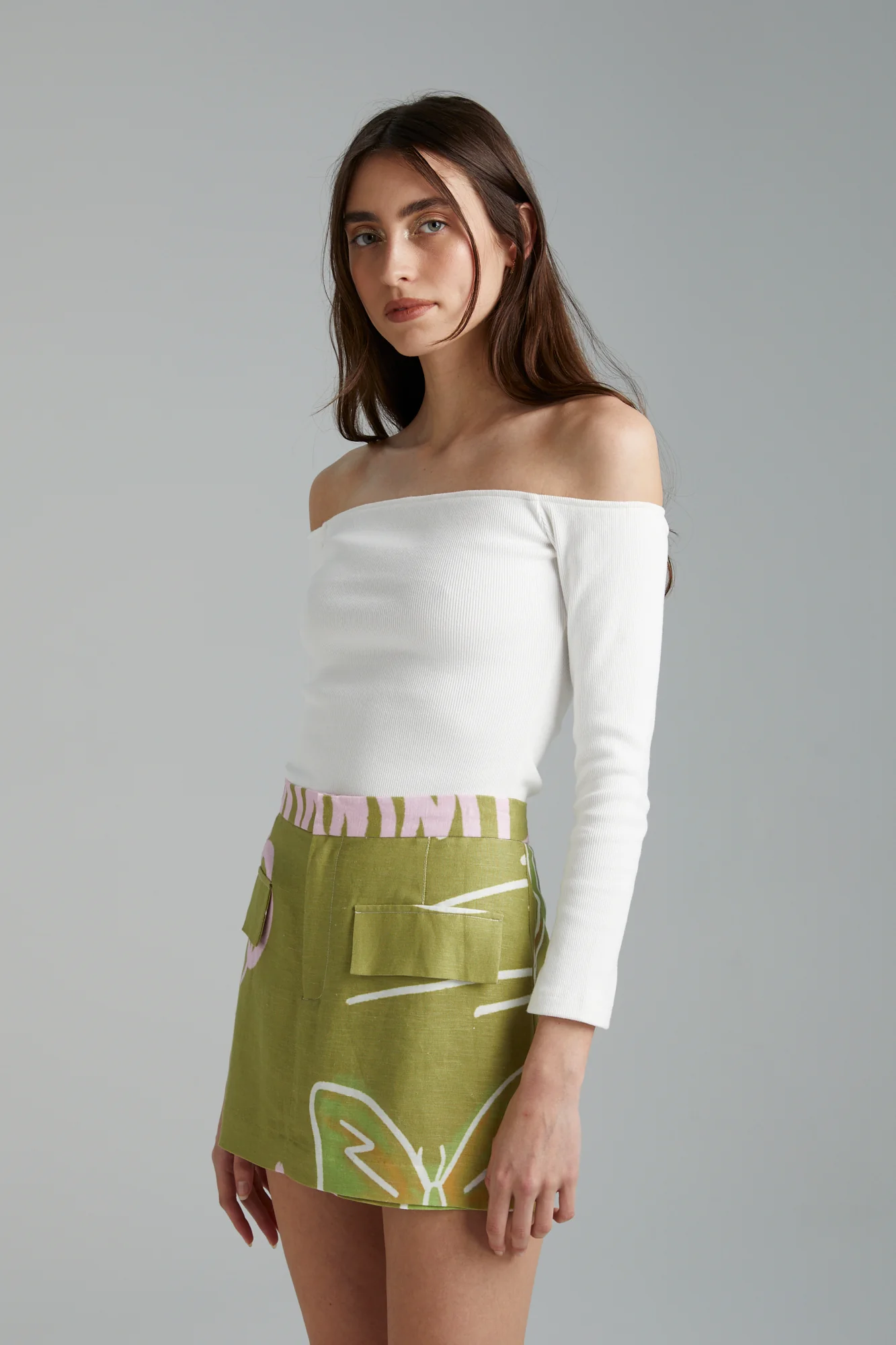 SUMMI SUMMI Womens Linen Skort - Graffiti Butterfly Khaki - Image 7