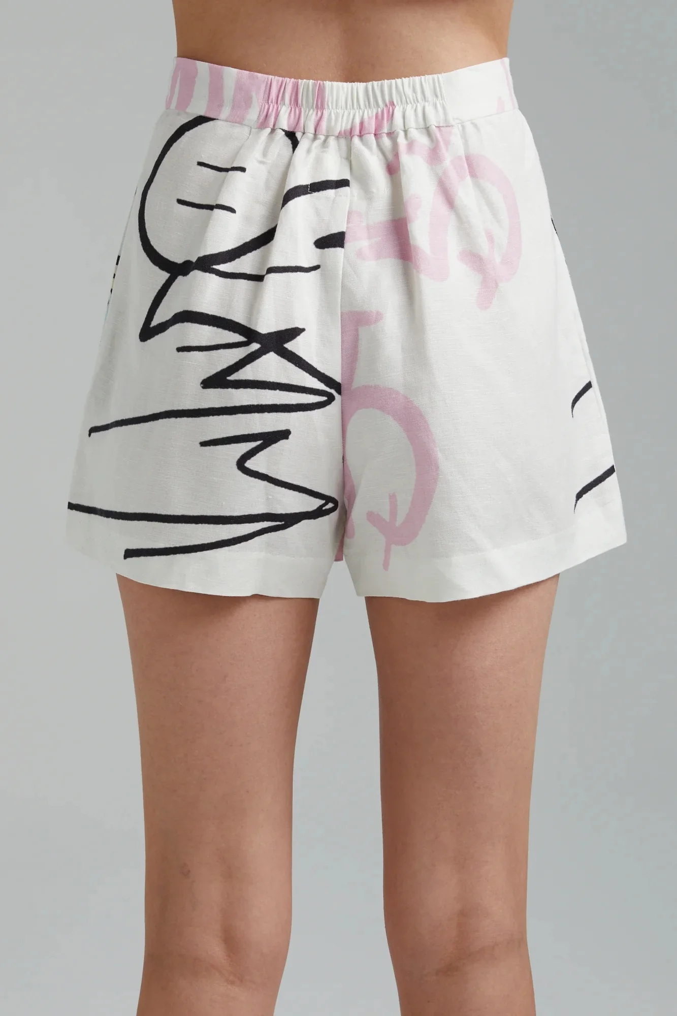 SUMMI SUMMI Womens Linen Skort - Graffiti Butterfly White - Image 4