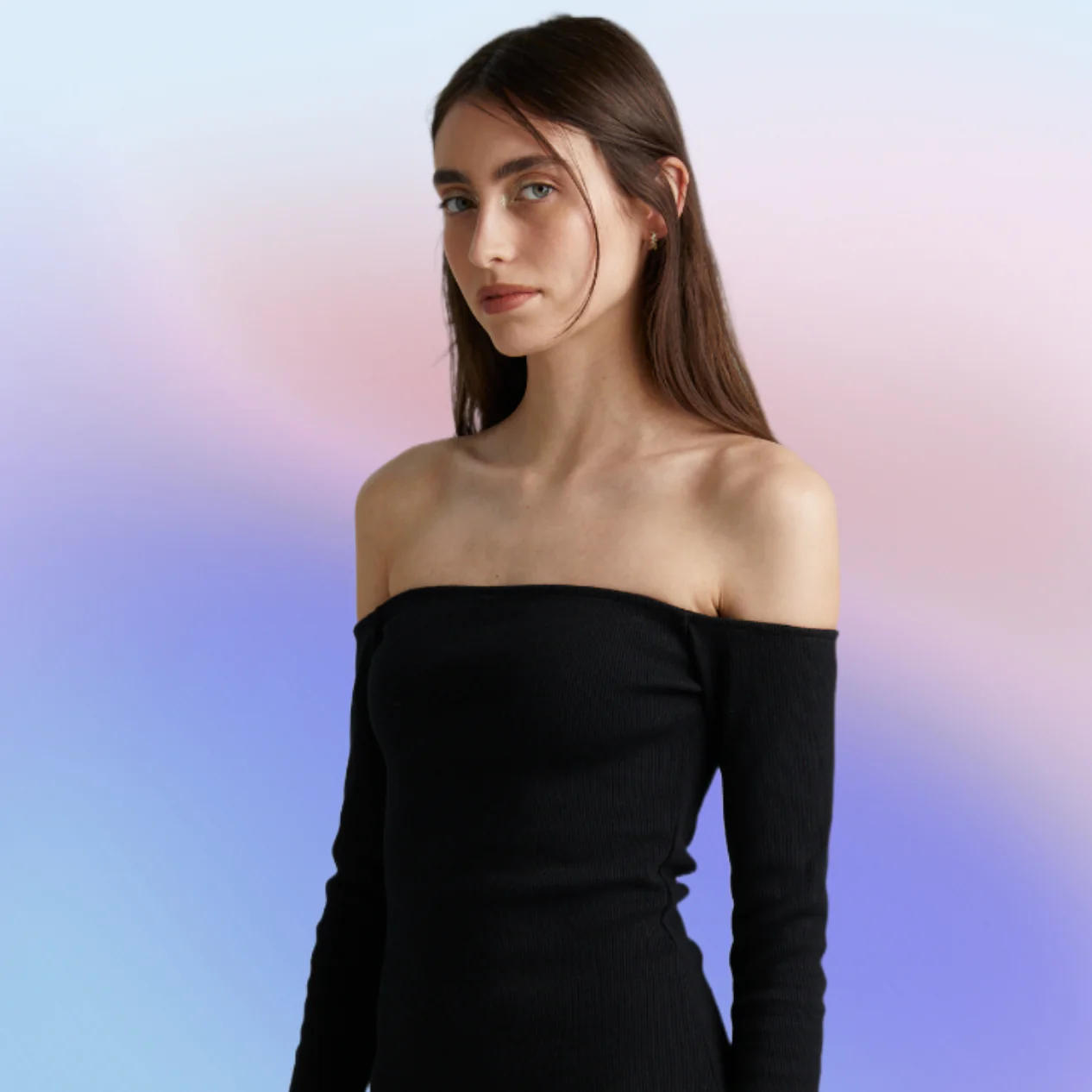 SUMMI SUMMI Womens Long Sleeve Off The Shoulder Top - Black - Image 7