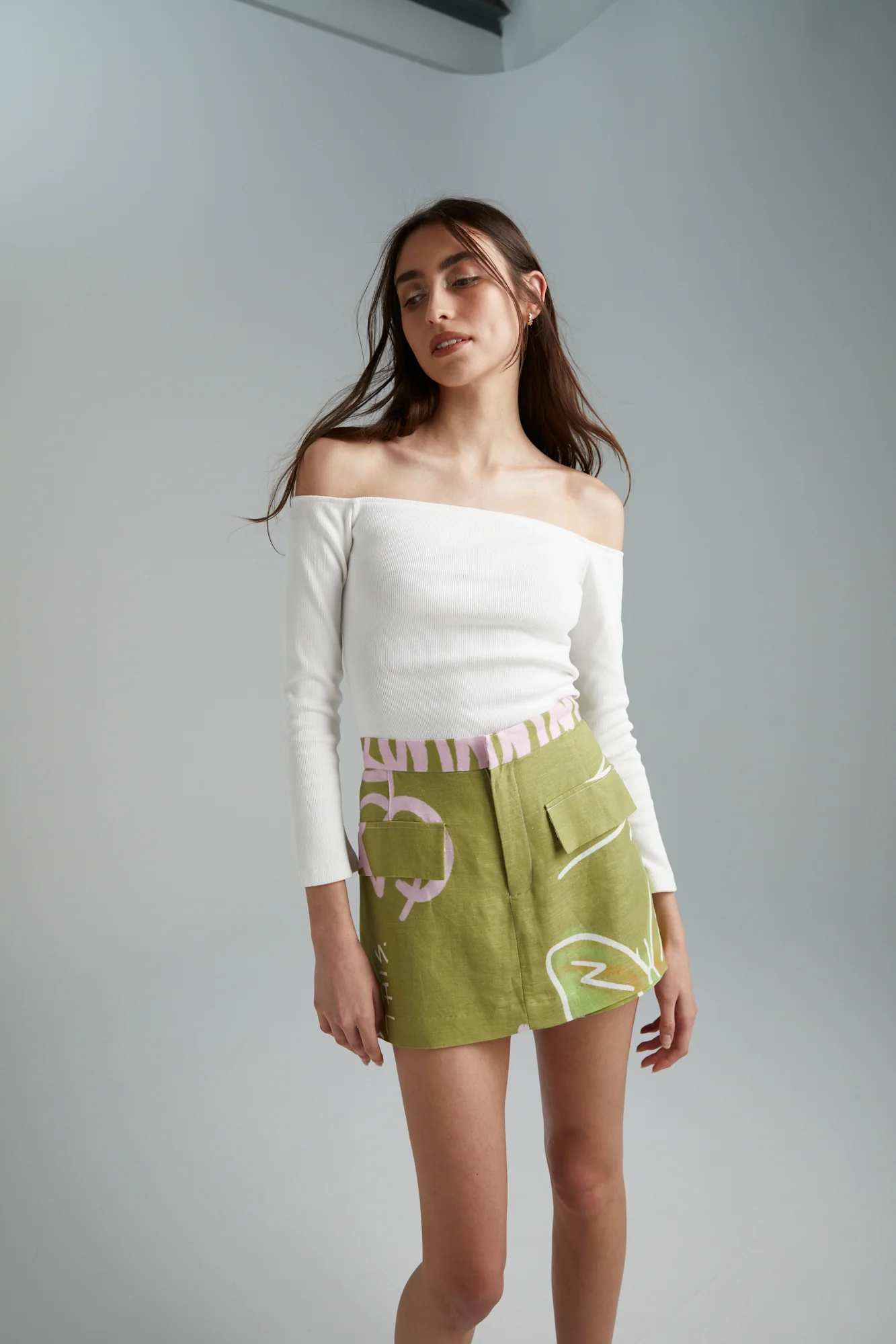 SUMMI SUMMI Womens Long Sleeve Off The Shoulder Top - Cloud - Image 4