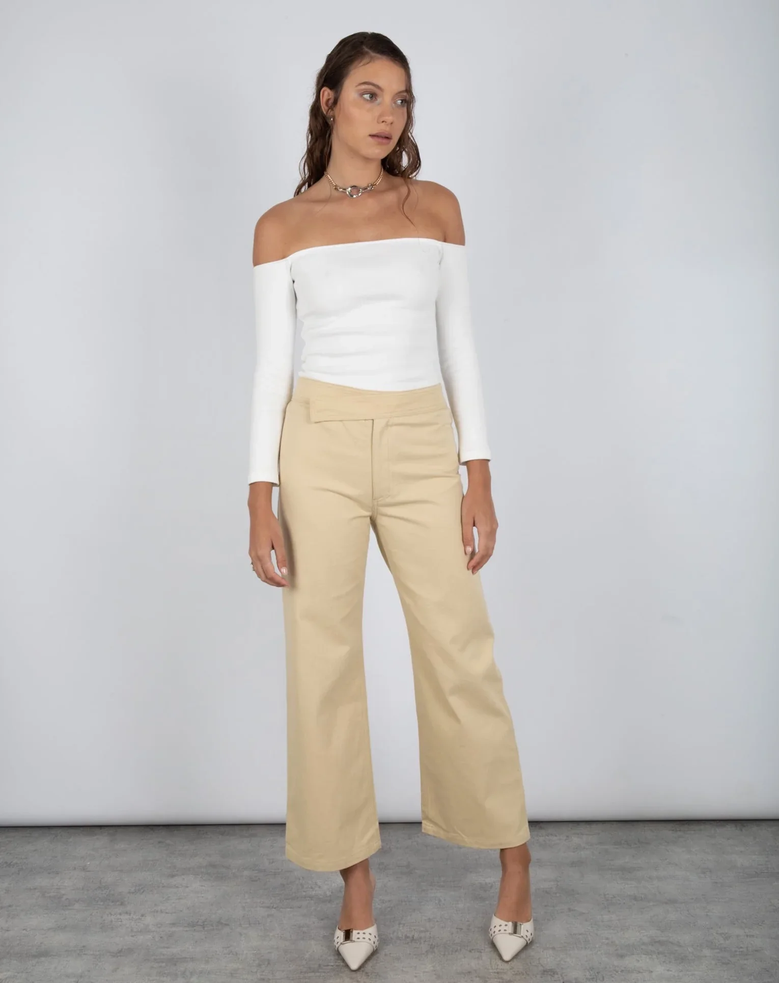 SUMMI SUMMI Womens Long Sleeve Off The Shoulder Top - Cloud - Image 6