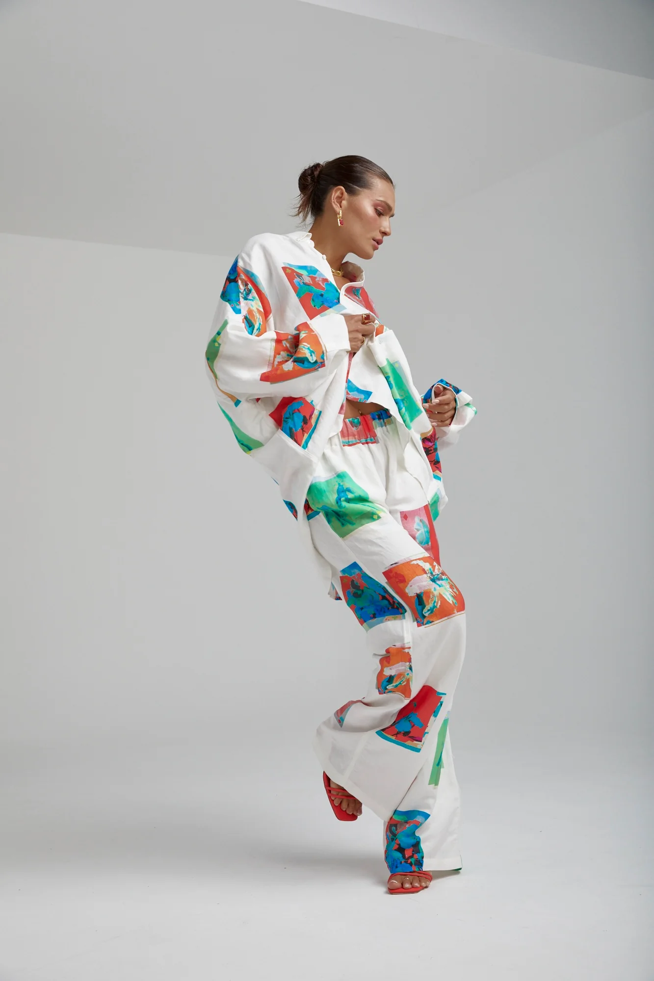SUMMI SUMMI Womens Long Sleeve Oversize Linen Shirt - Montage White - Image 11