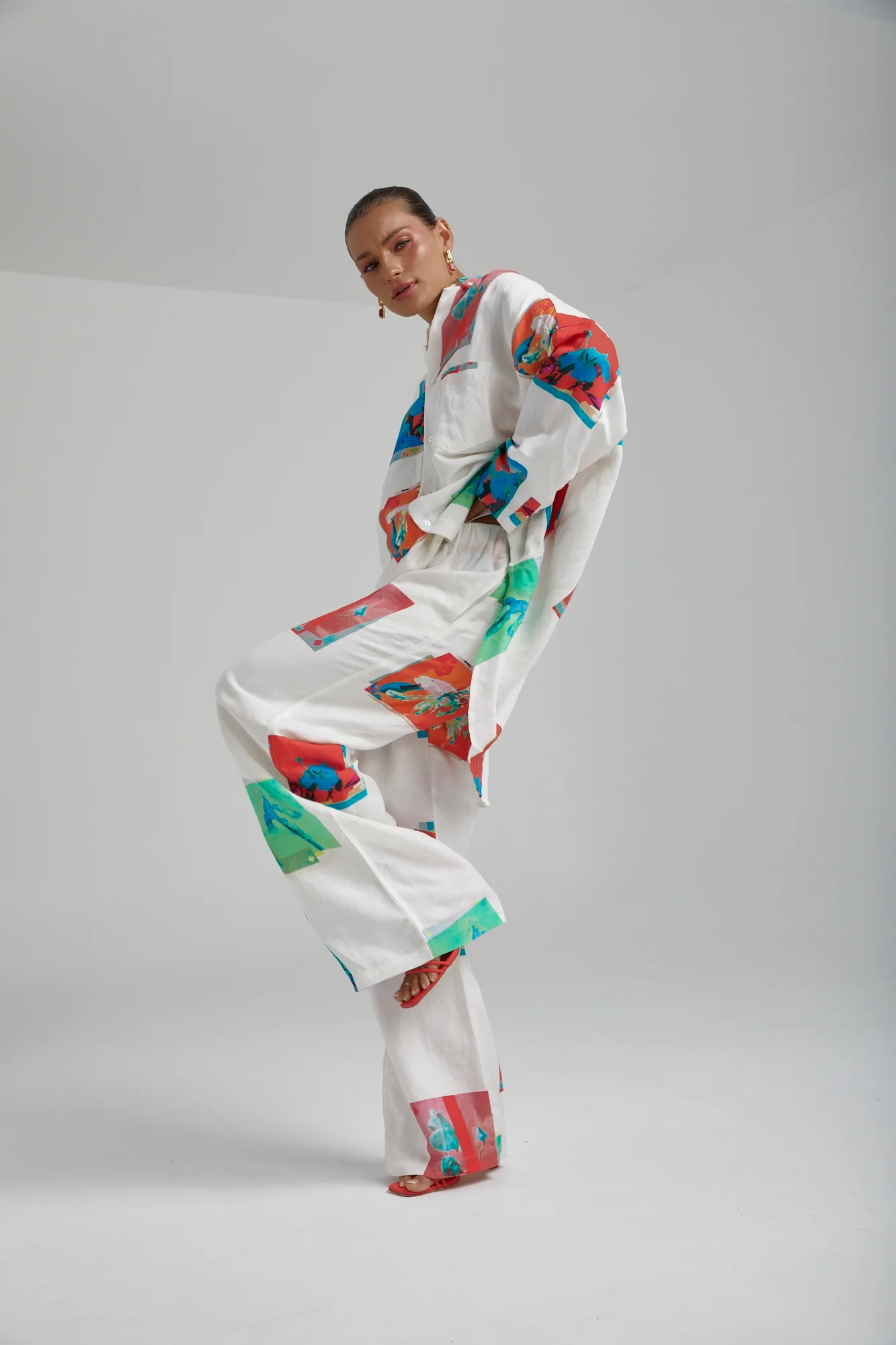 SUMMI SUMMI Womens Long Sleeve Oversize Linen Shirt - Montage White - Image 12