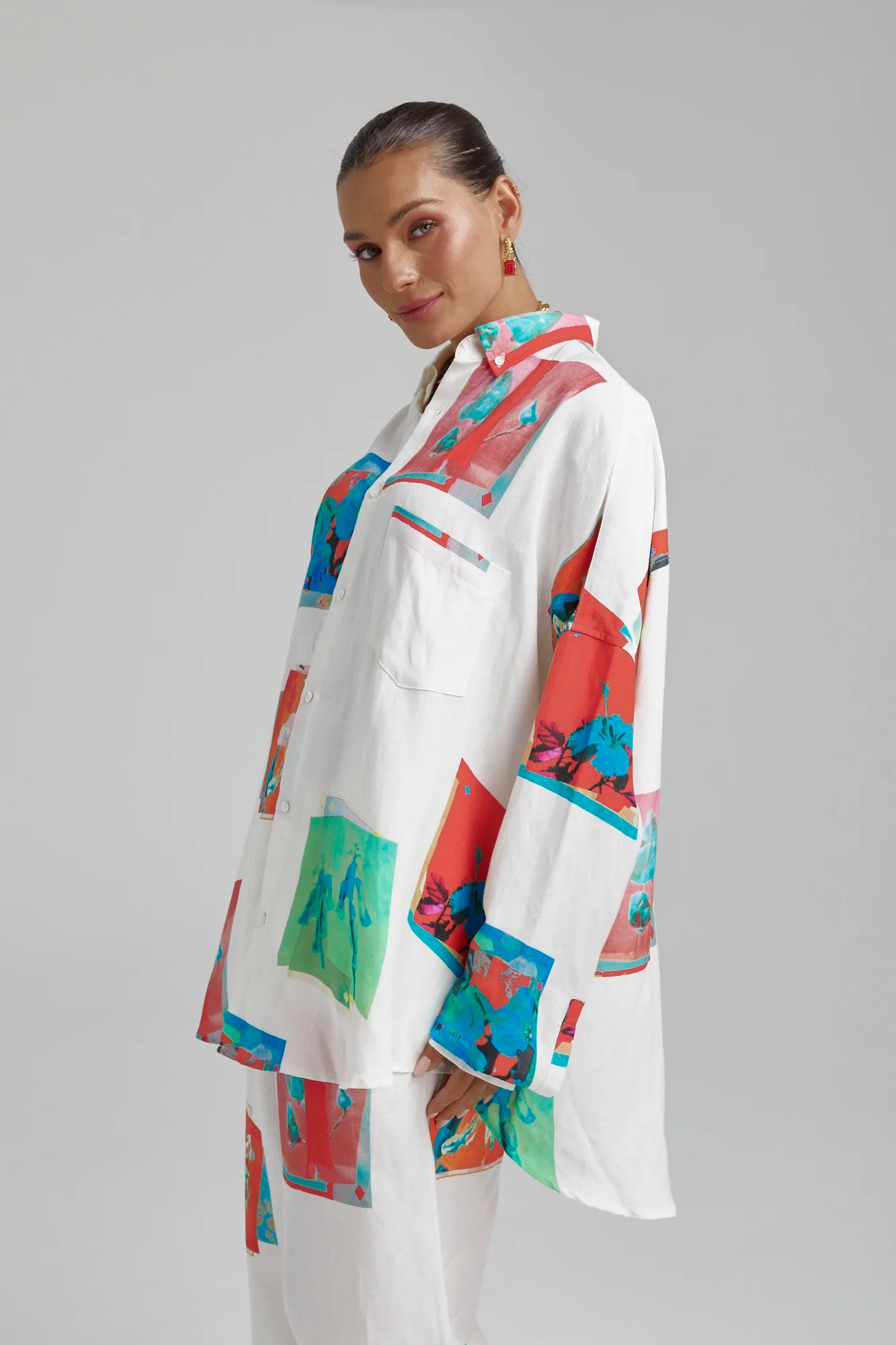 SUMMI SUMMI Womens Long Sleeve Oversize Linen Shirt - Montage White - Image 19