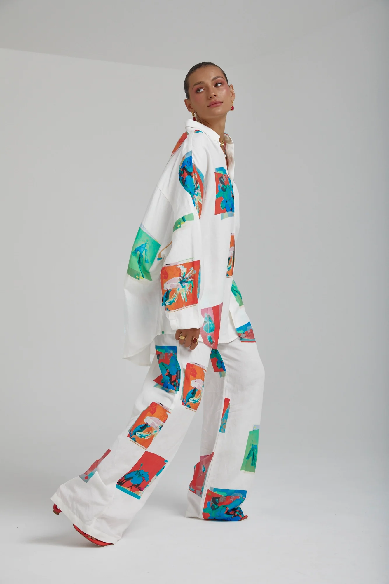 SUMMI SUMMI Womens Long Sleeve Oversize Linen Shirt - Montage White - Image 23