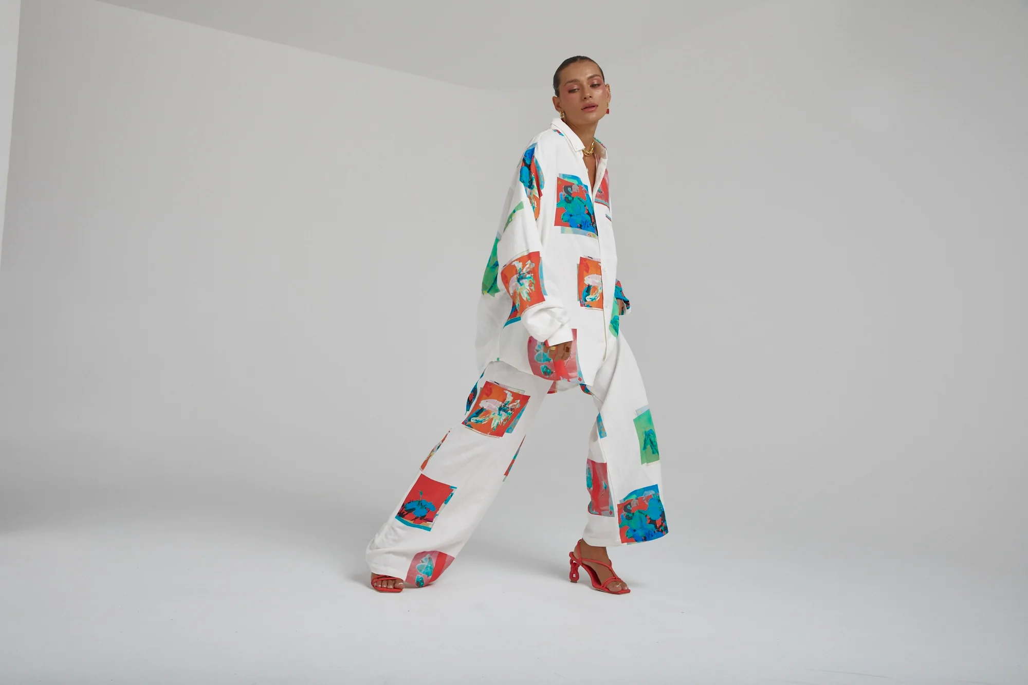 SUMMI SUMMI Womens Long Sleeve Oversize Linen Shirt - Montage White - Image 7