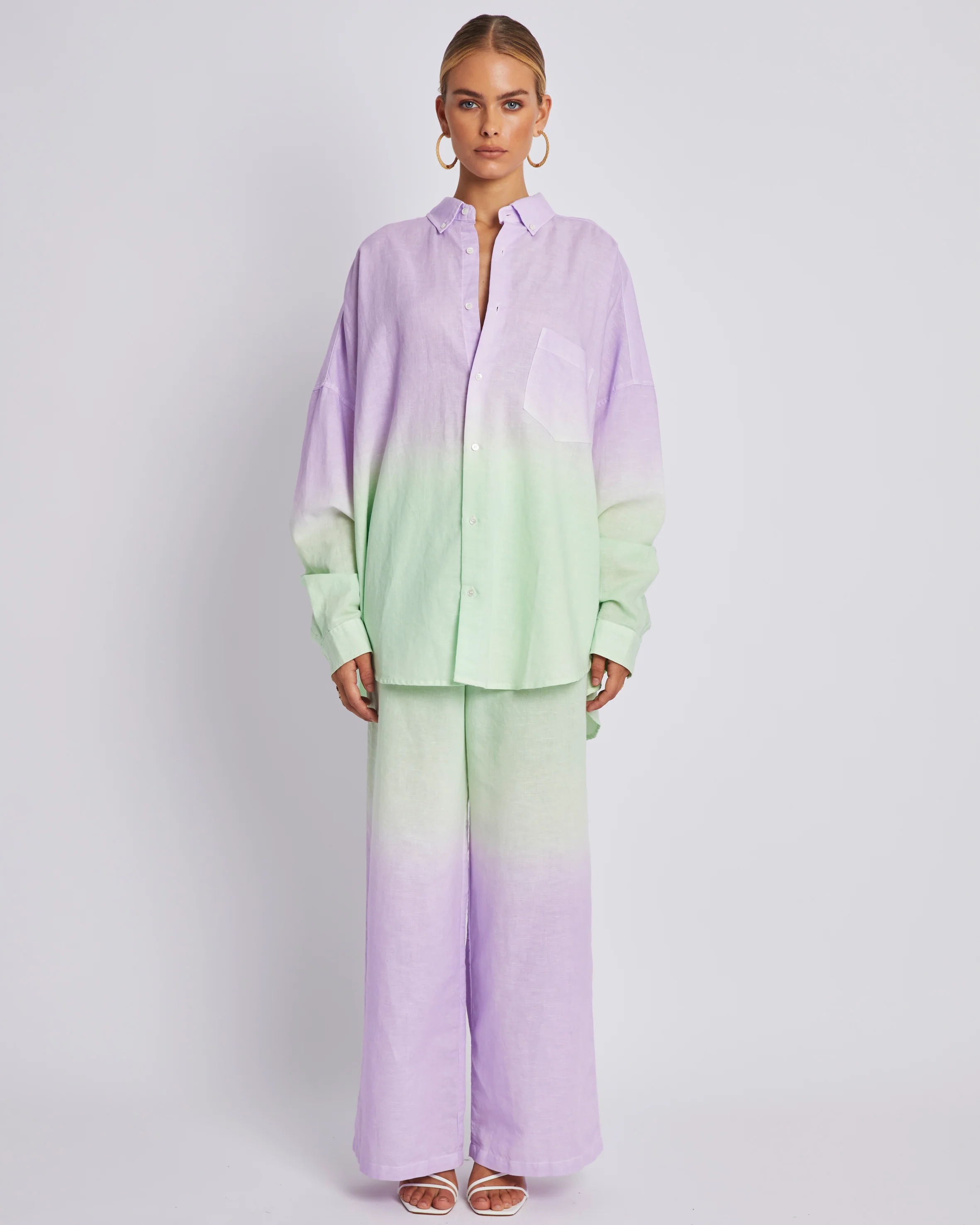 SUMMI SUMMI Womens Long Sleeve Oversized Linen Shirt - Fadey Lady - Image 2