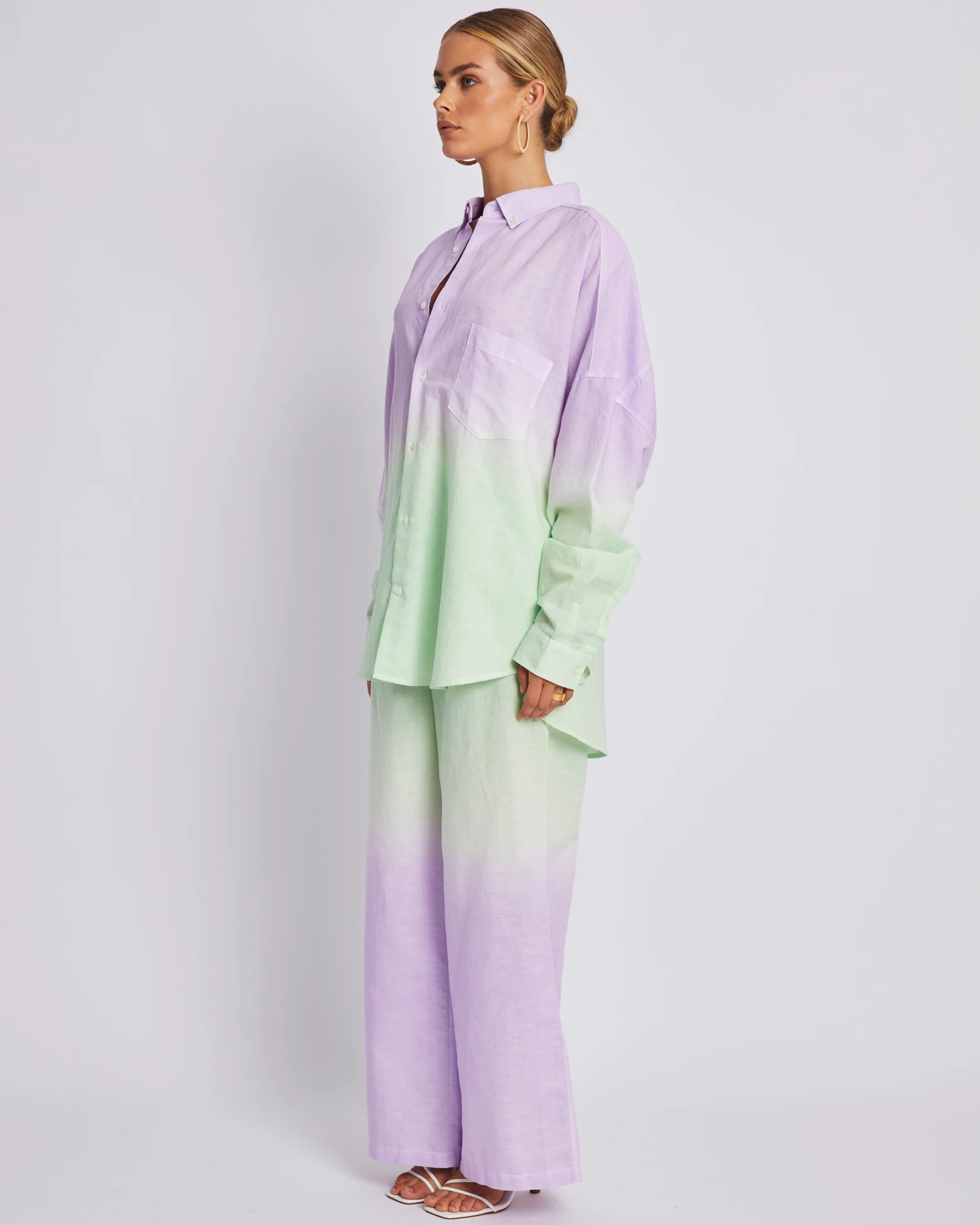 SUMMI SUMMI Womens Long Sleeve Oversized Linen Shirt - Fadey Lady - Image 3