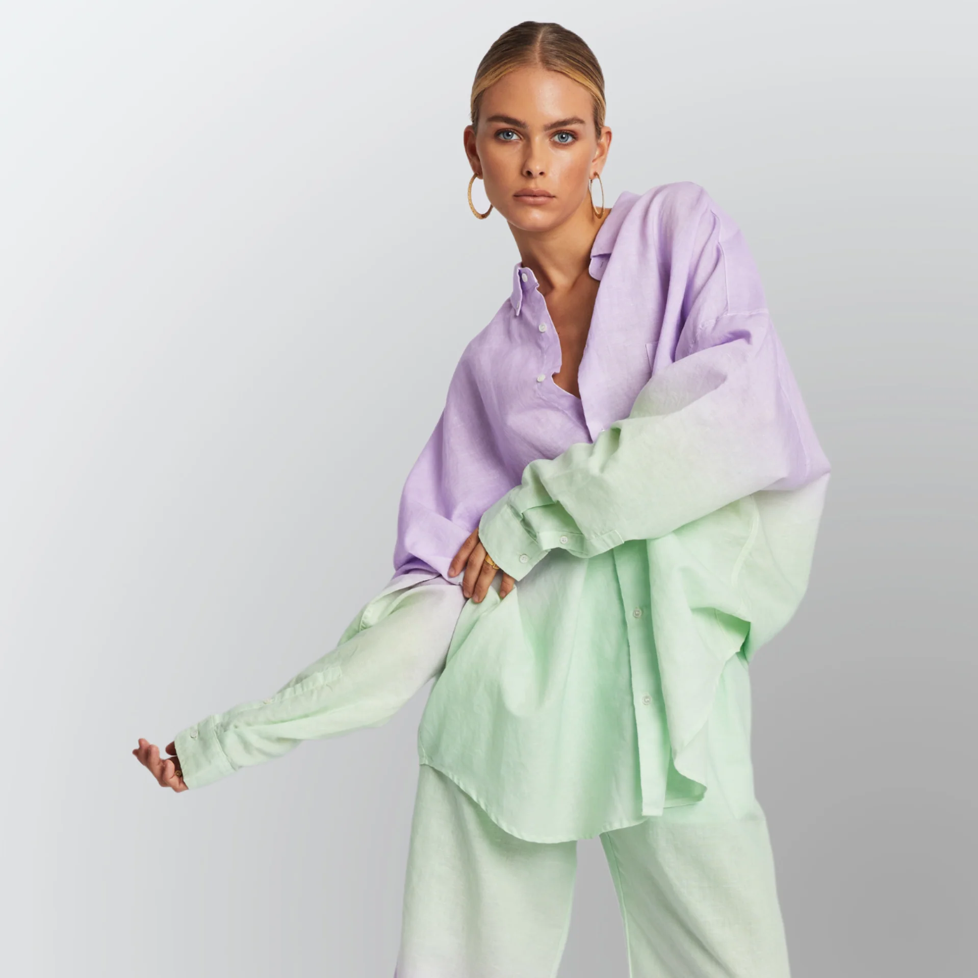 SUMMI SUMMI Womens Long Sleeve Oversized Linen Shirt - Fadey Lady - Image 6