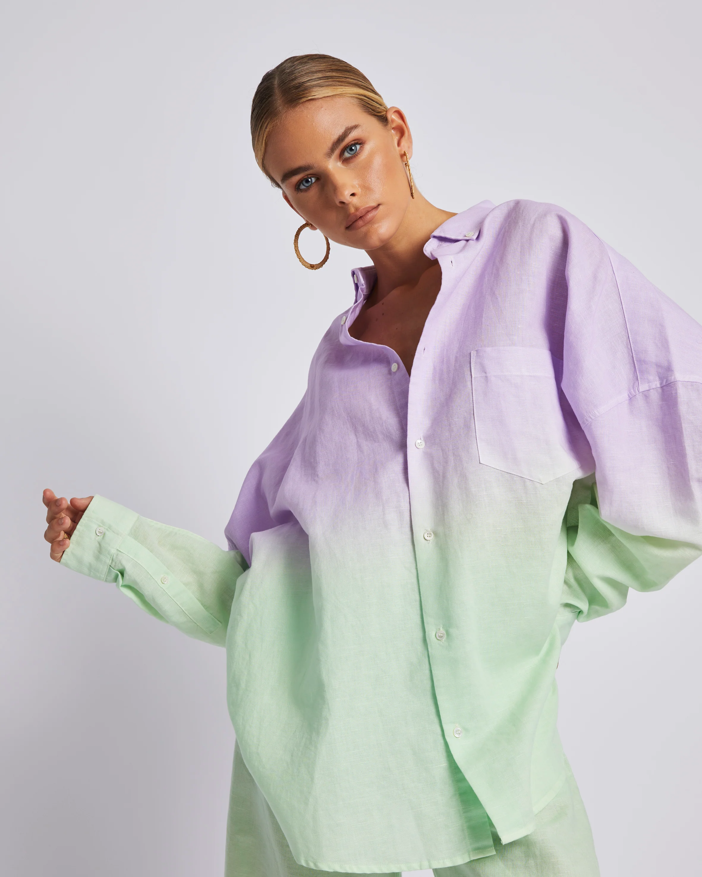SUMMI SUMMI Womens Long Sleeve Oversized Linen Shirt - Fadey Lady - Image 7