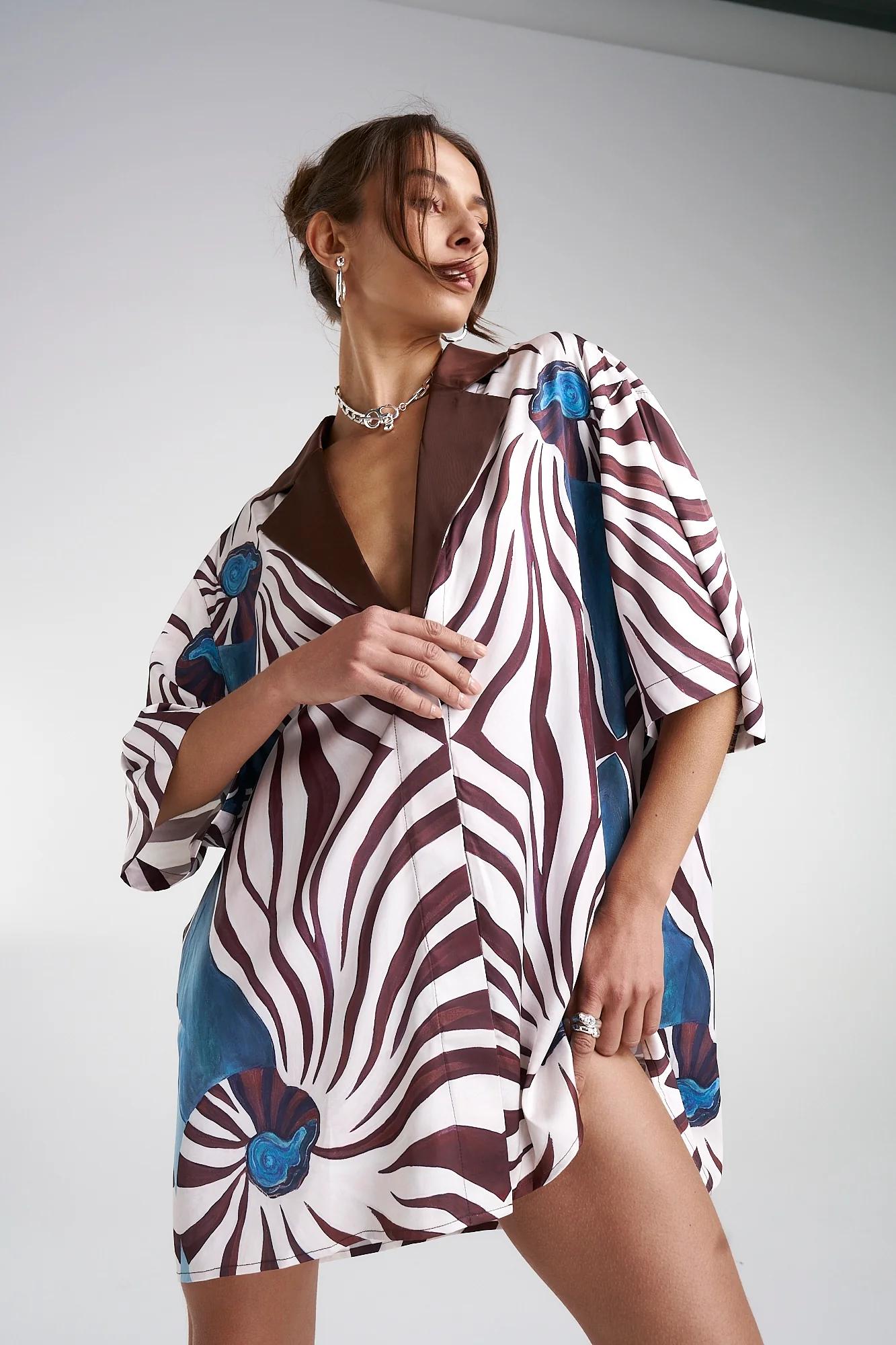 SUMMI SUMMI Womens Luka Shirt Dress with Collar - Nautilus - Image 9