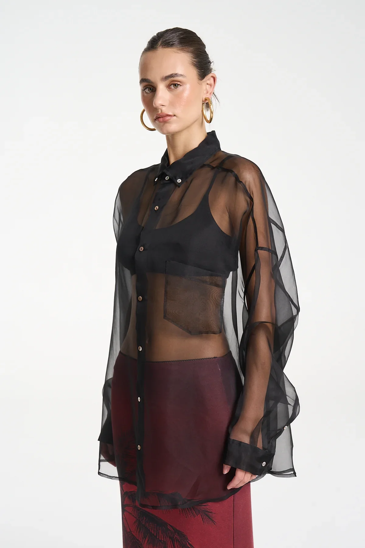 SUMMI SUMMI Womens Mercurio Silk Shirt in Midnight Black - Image 2