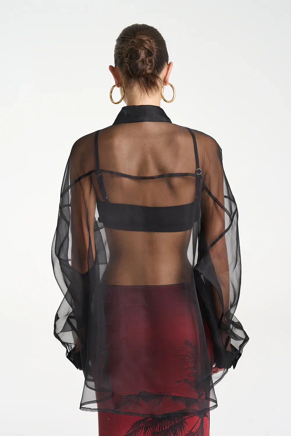 SUMMI SUMMI Womens Mercurio Silk Shirt in Midnight Black - Image 3