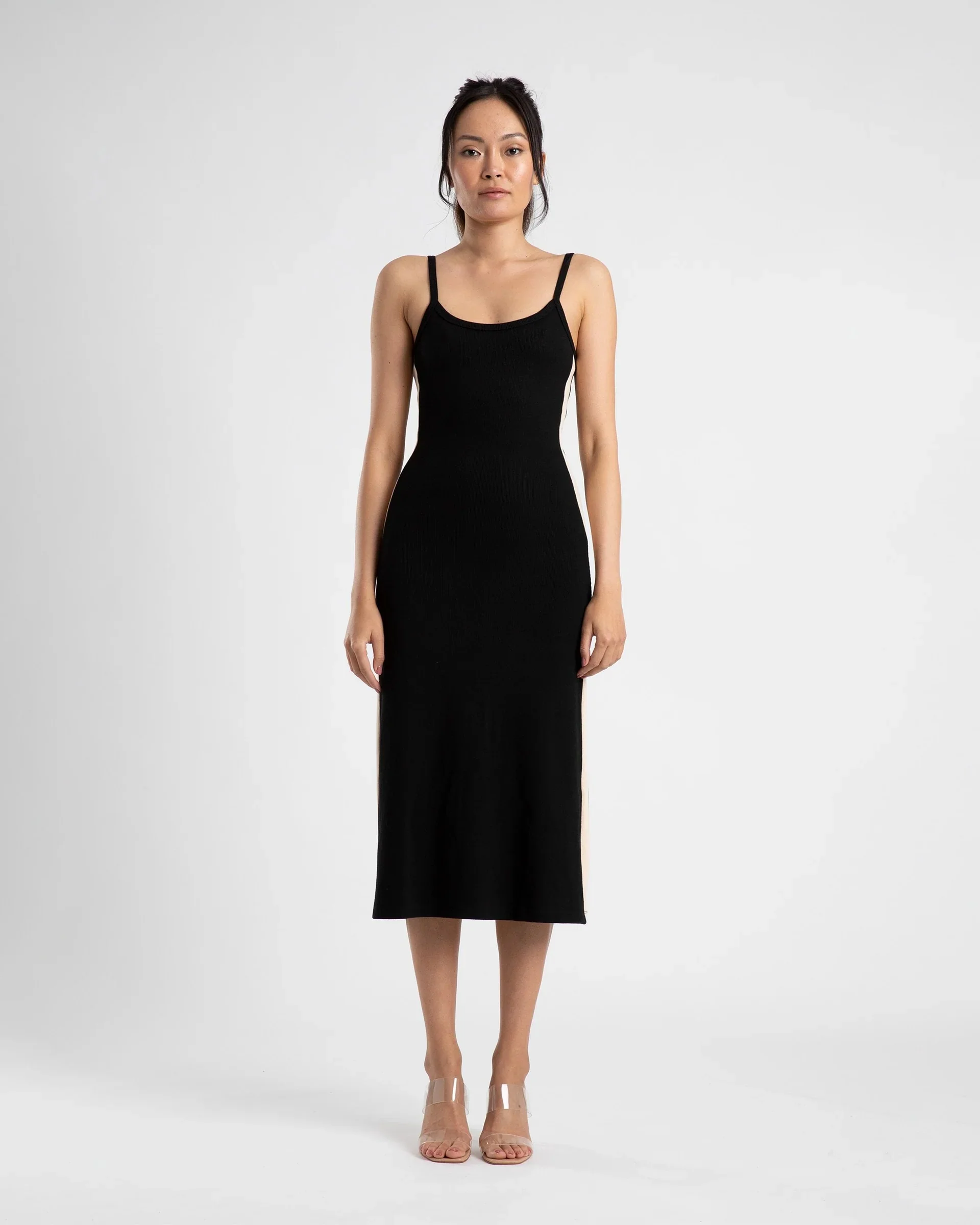 SUMMI SUMMI Womens Midi A Line Dress Black /Cream Stripe - Image 5