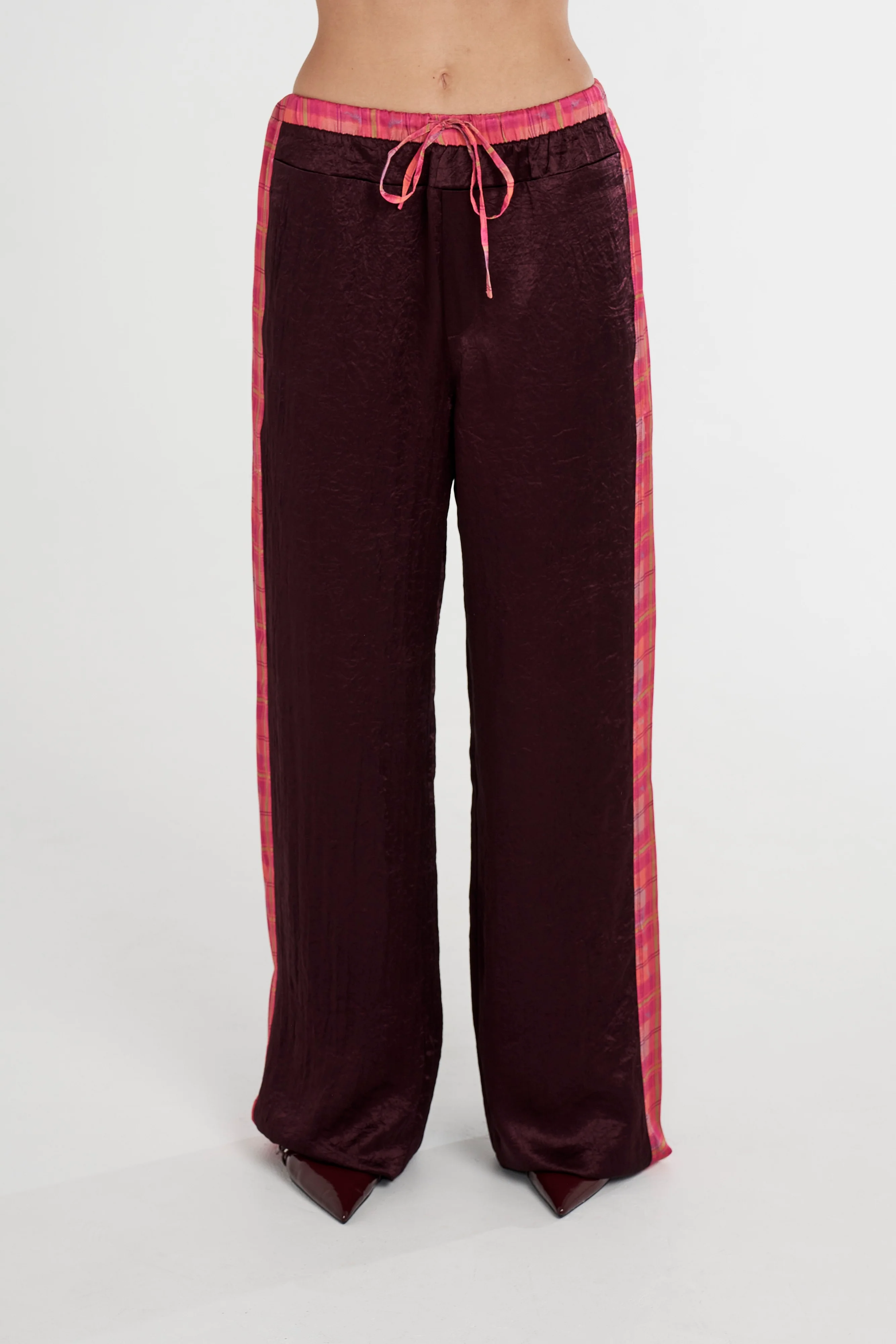 SUMMI SUMMI Womens Neon Plaid Boxer Pant - Plum - Image 2