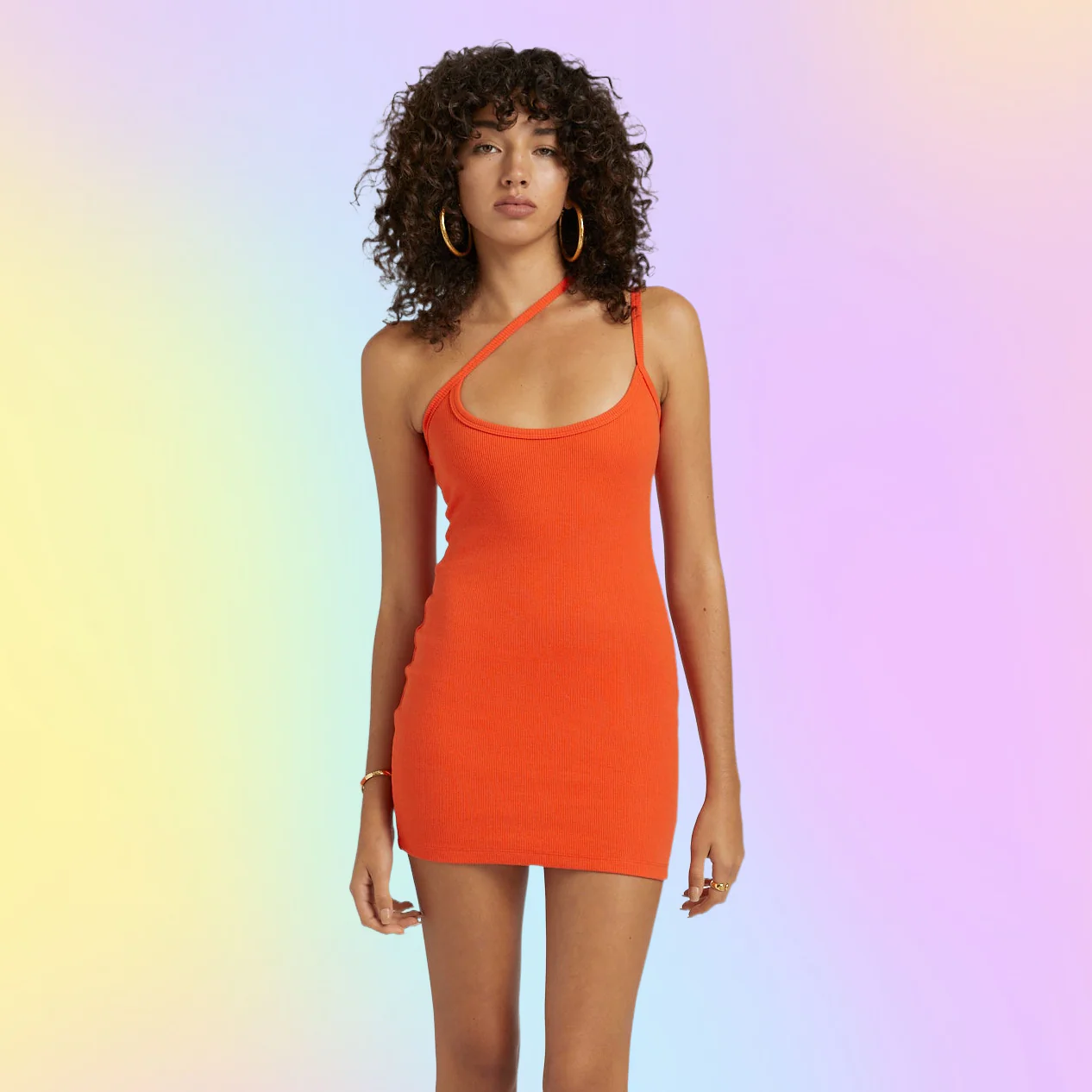 SUMMI SUMMI Womens One Shoulder Cross Over Mini Dress - Blood Orange - Image 7