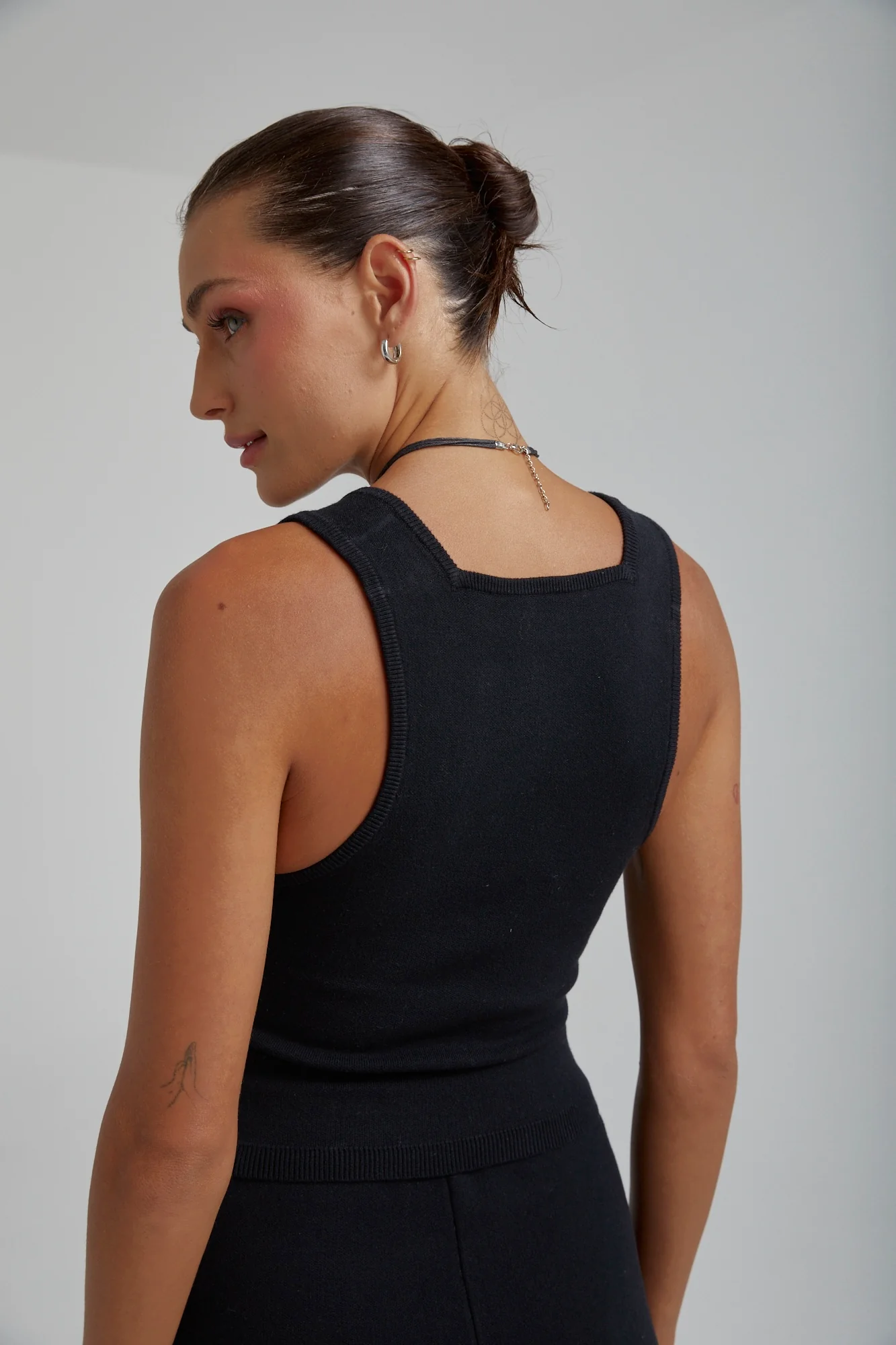 SUMMI SUMMI Womens Organic Cotton Knit Tank - Black - Image 8