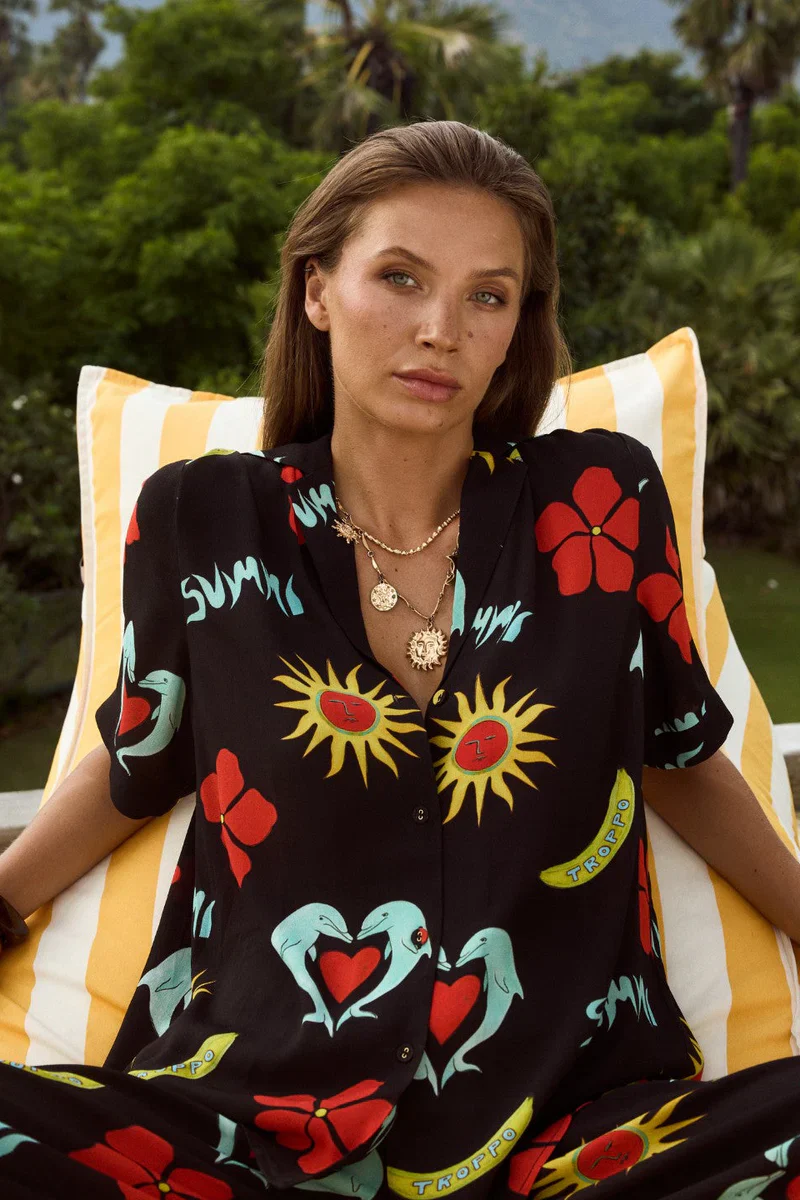 SUMMI SUMMI Womens Party Shirt in Troppo Night - Image 6
