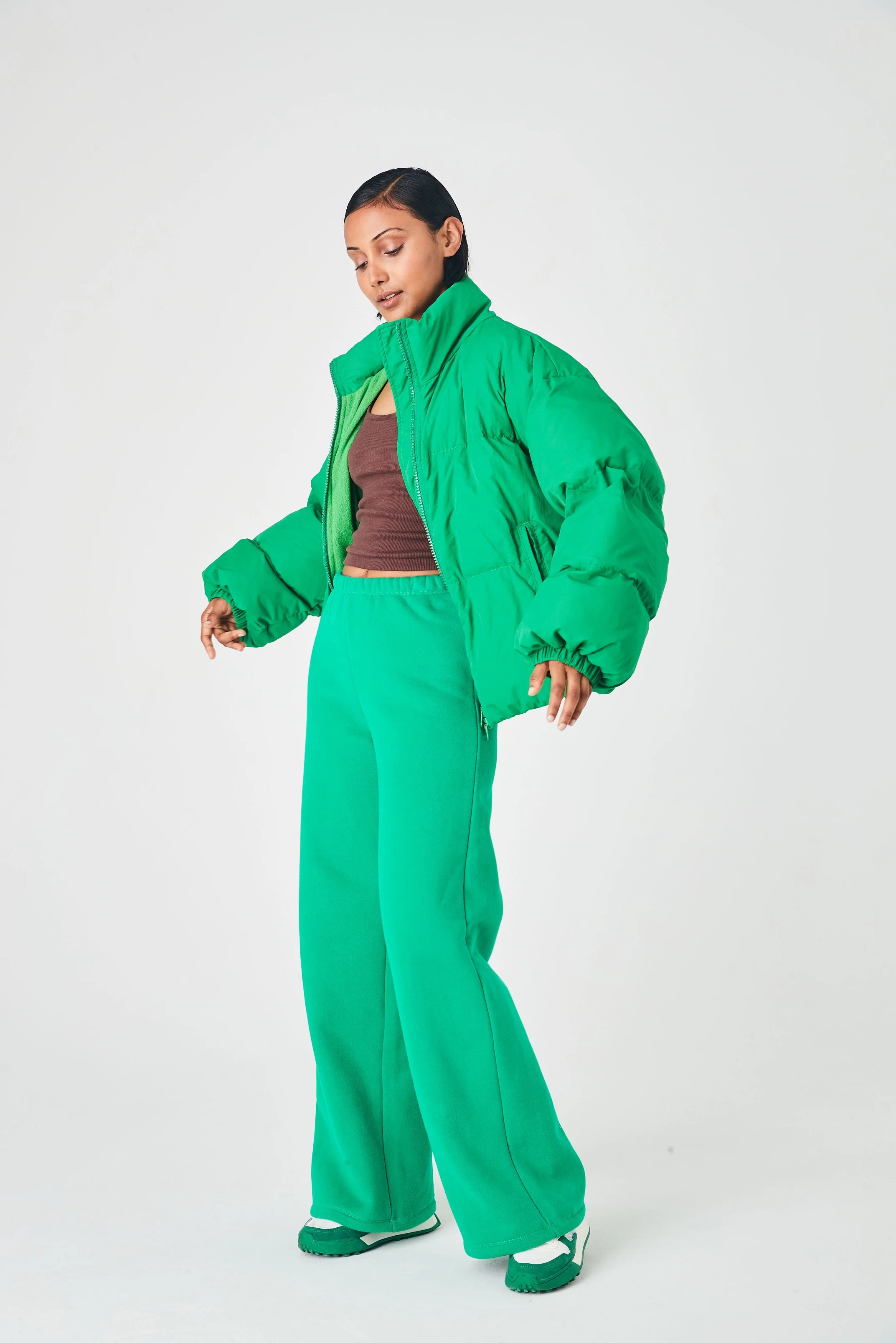 SUMMI SUMMI Womens Puffer Bomber Jacket Green - Image 4