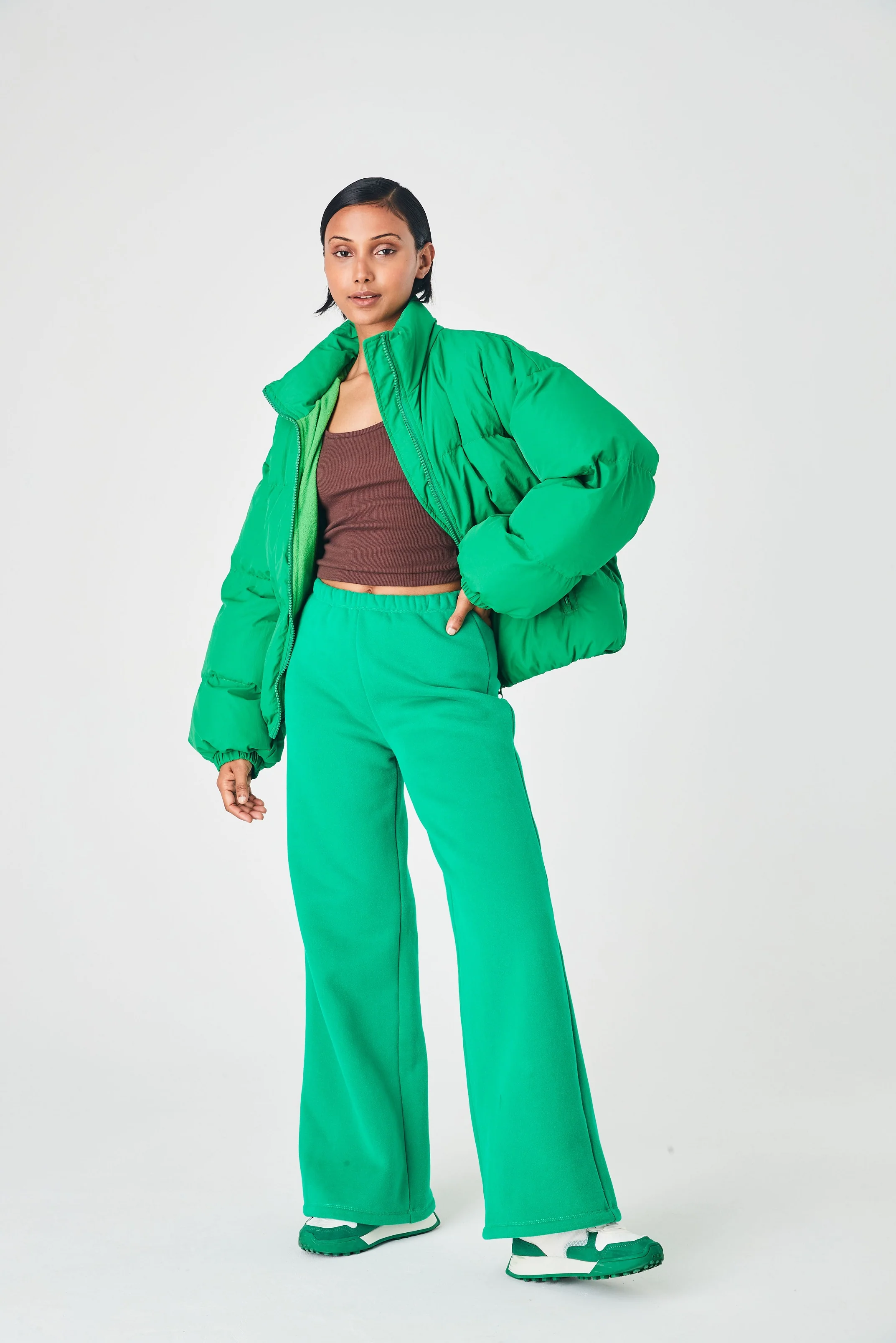 SUMMI SUMMI Womens Puffer Bomber Jacket Green - Image 5