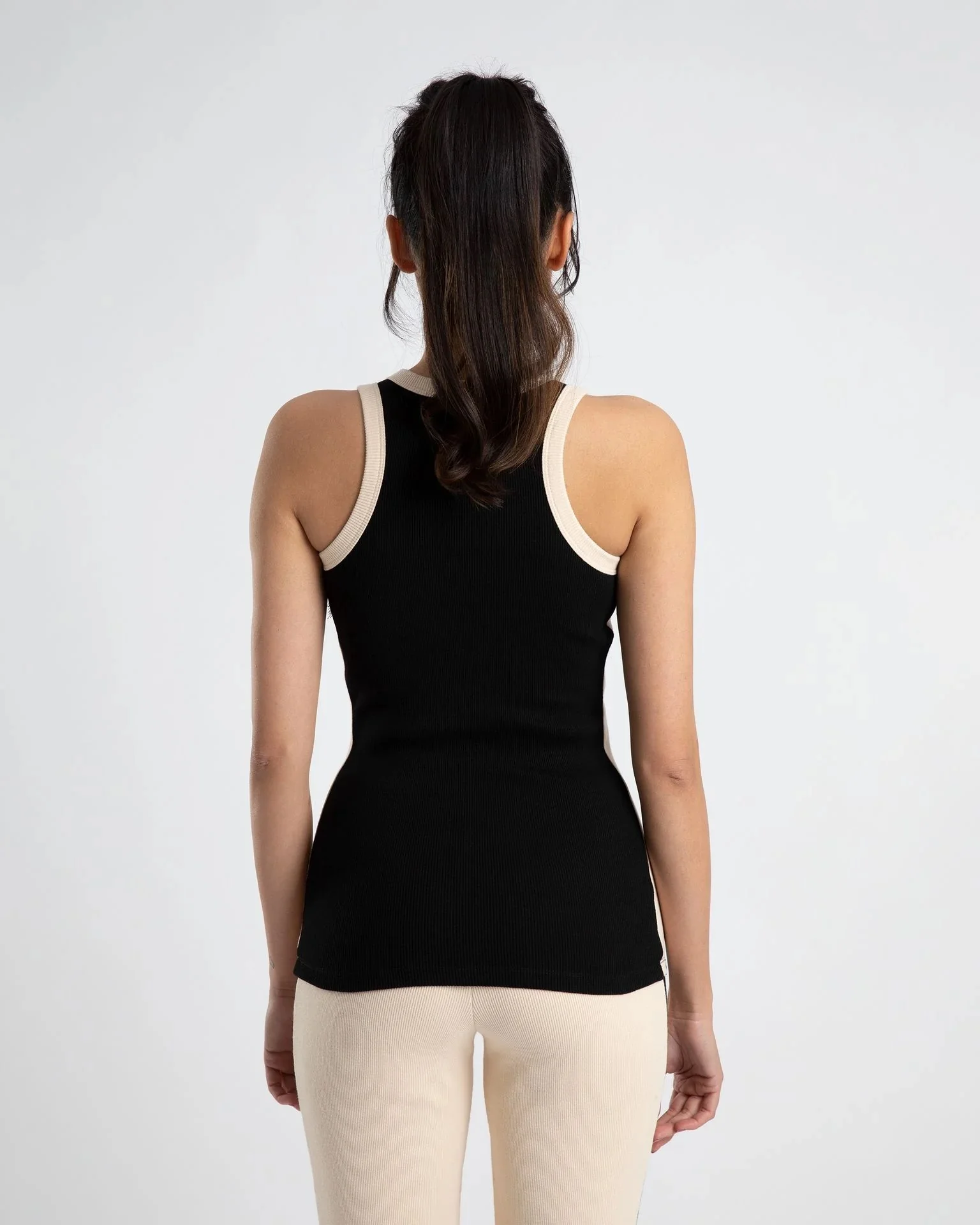 SUMMI SUMMI Womens Racer Tank Black/Cream Stripe - Image 3