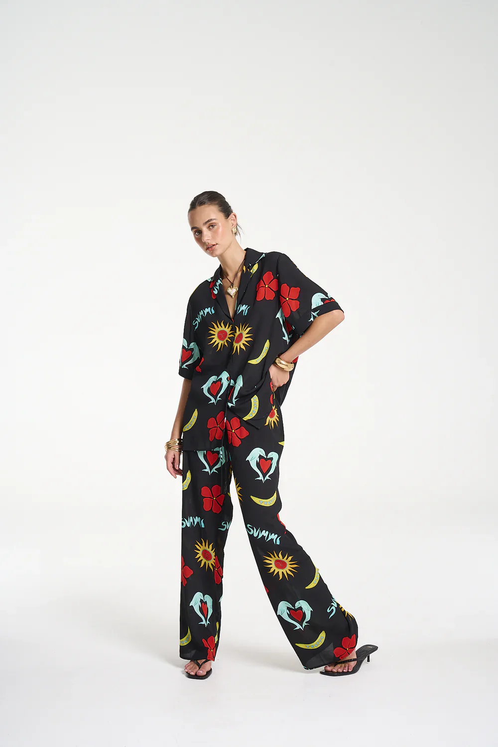 SUMMI SUMMI Womens Relaxed Drawstring Pant in Troppo Night - Image 5