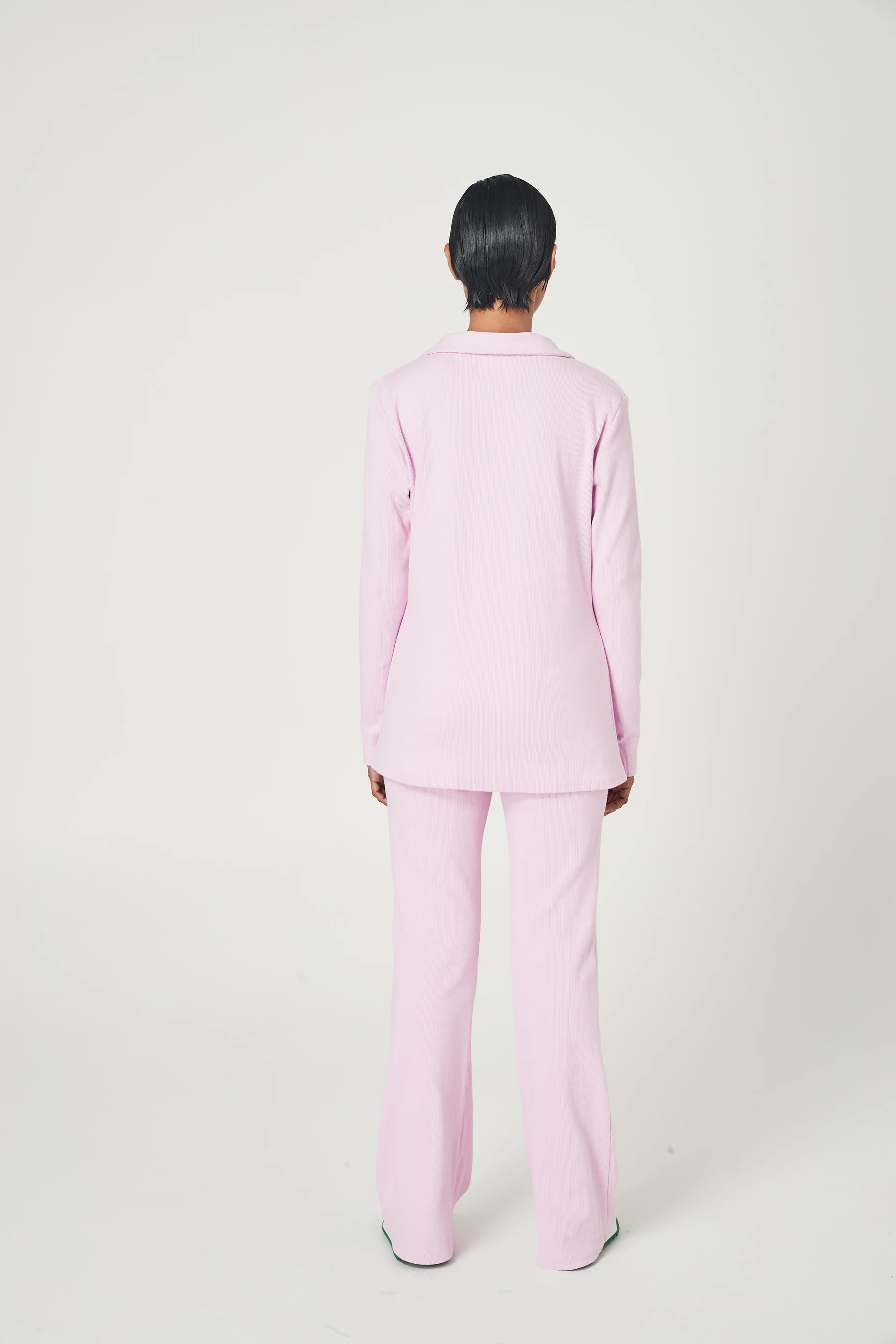 SUMMI SUMMI Womens Ribbed Collared Cardi Pale Pink - Image 4
