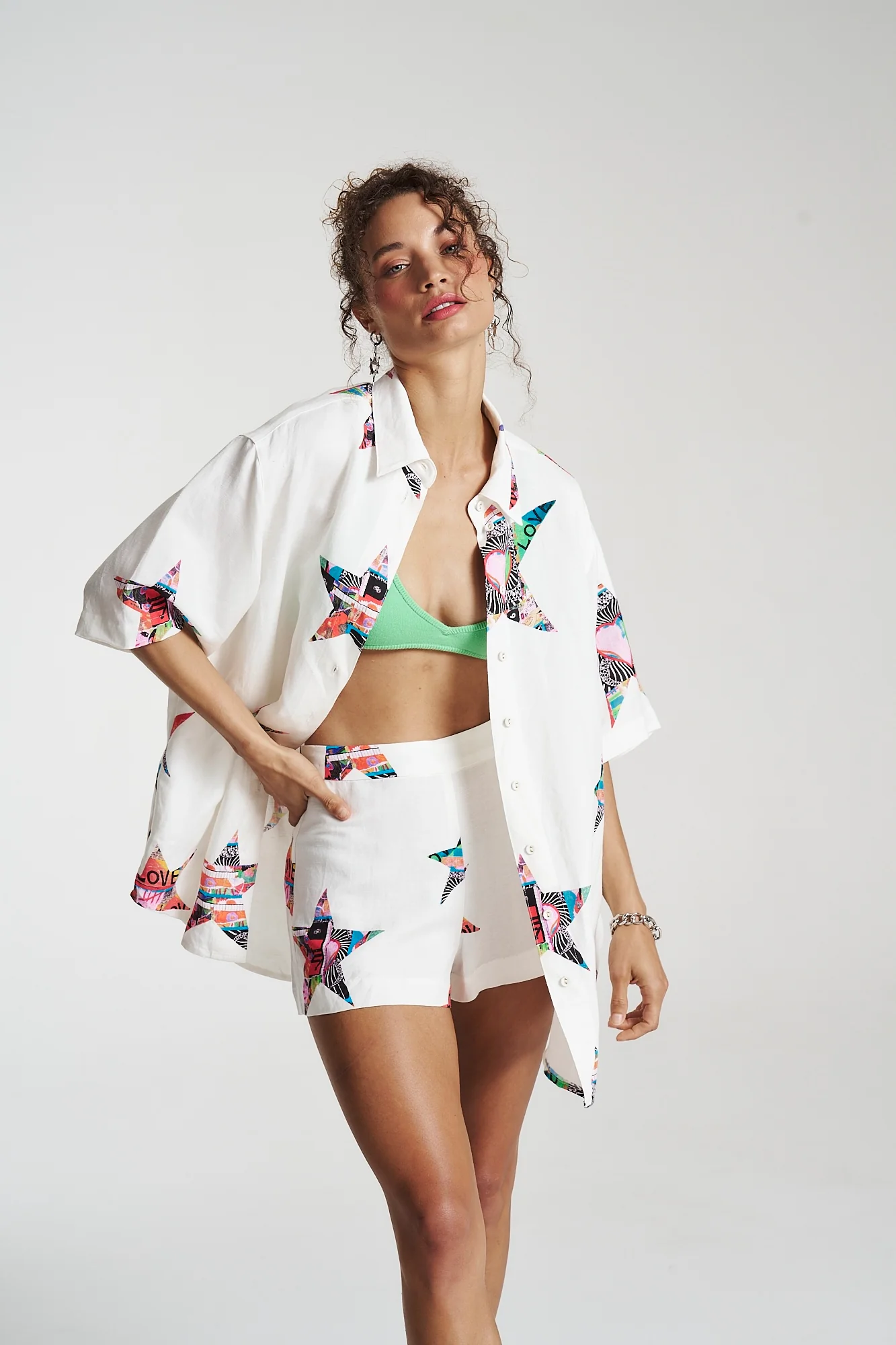 SUMMI SUMMI Womens Sig Fitted Linen Shorts - Star X Lovers - Image 5