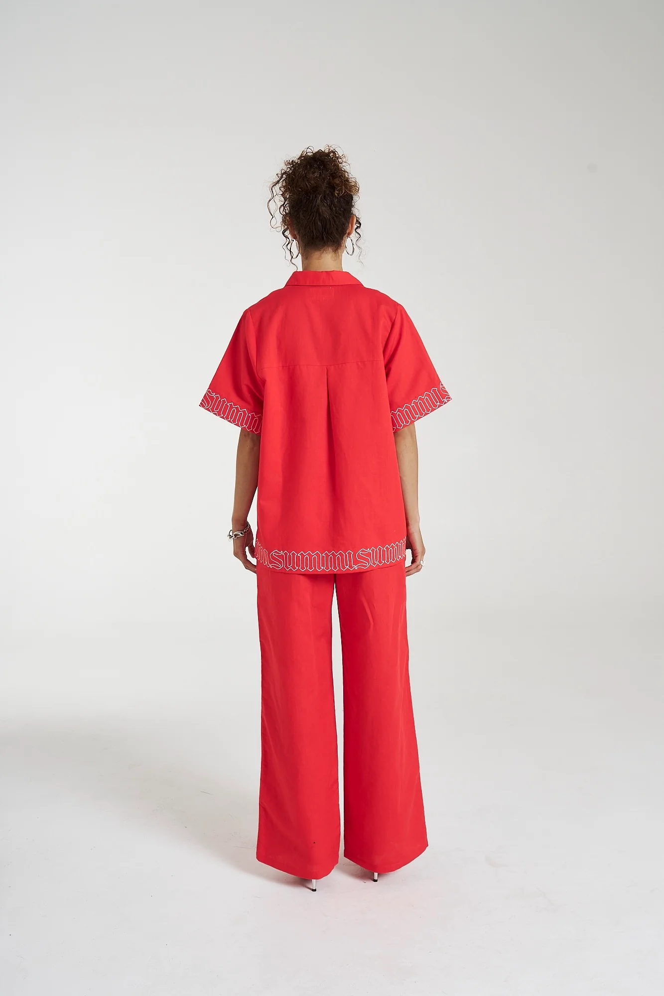 SUMMI SUMMI Womens Sig Linen Shirt - Scarlet Summi - Image 11