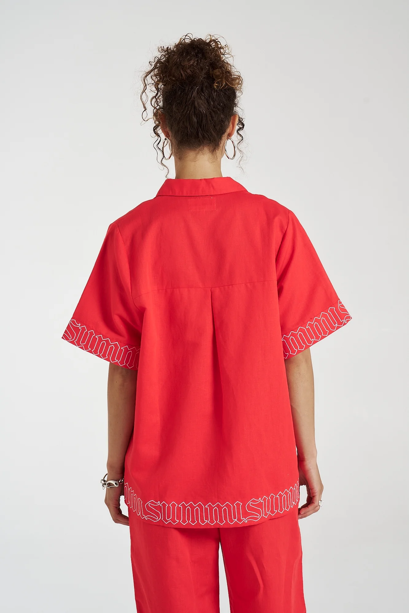 SUMMI SUMMI Womens Sig Linen Shirt - Scarlet Summi - Image 2