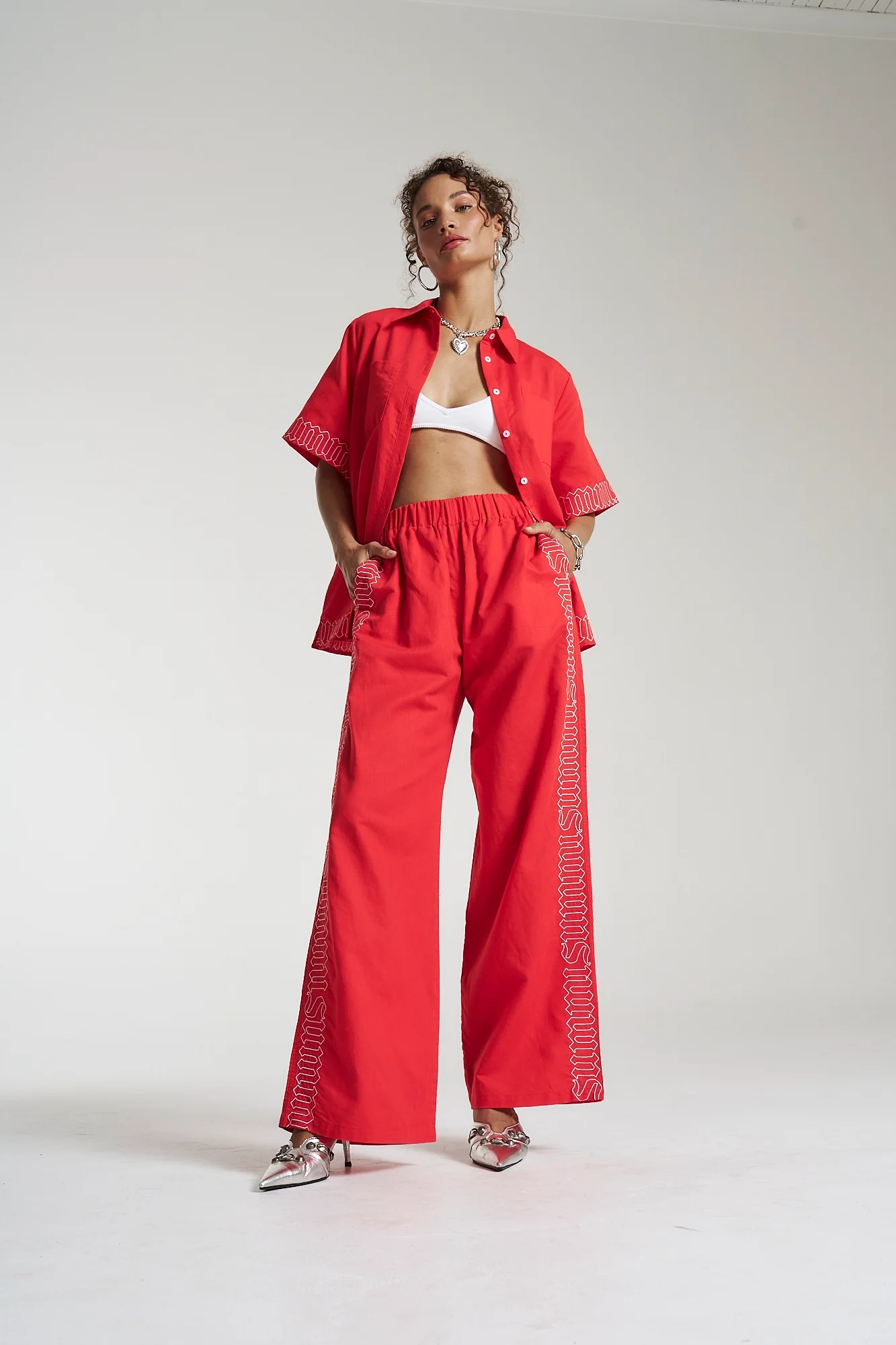 SUMMI SUMMI Womens Sig Linen Shirt - Scarlet Summi - Image 4